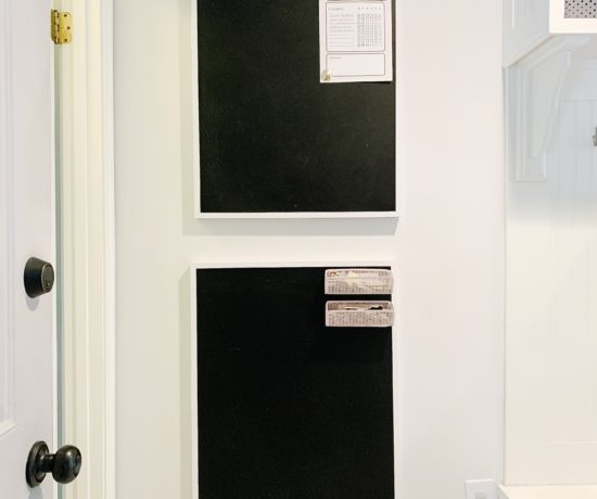 wall with 2 framed magnetic chalkboards