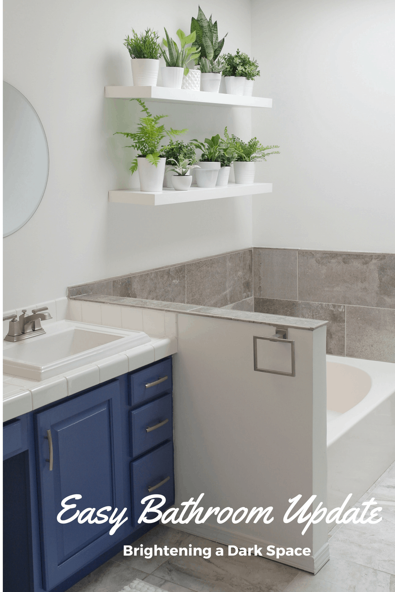 blue cabinets in bathroom