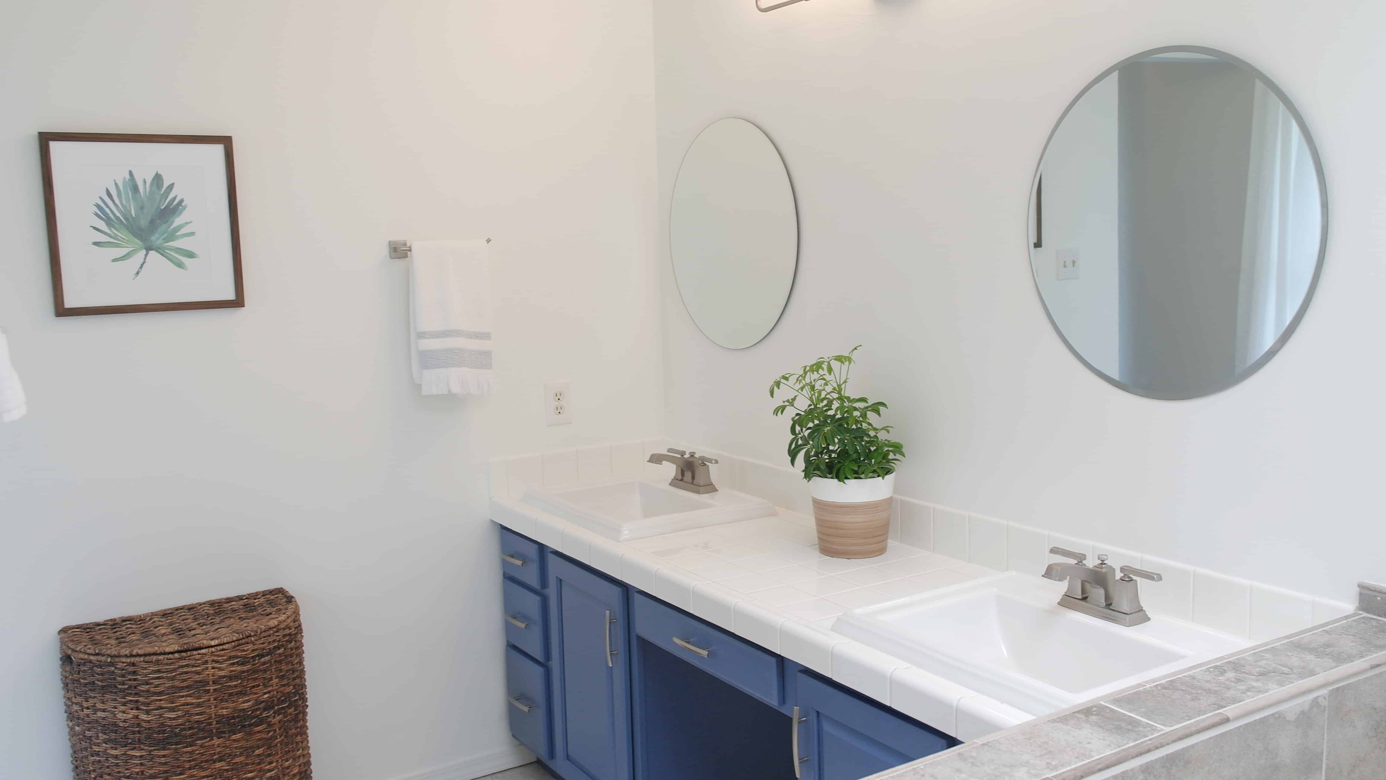 blue bathroom cabinets