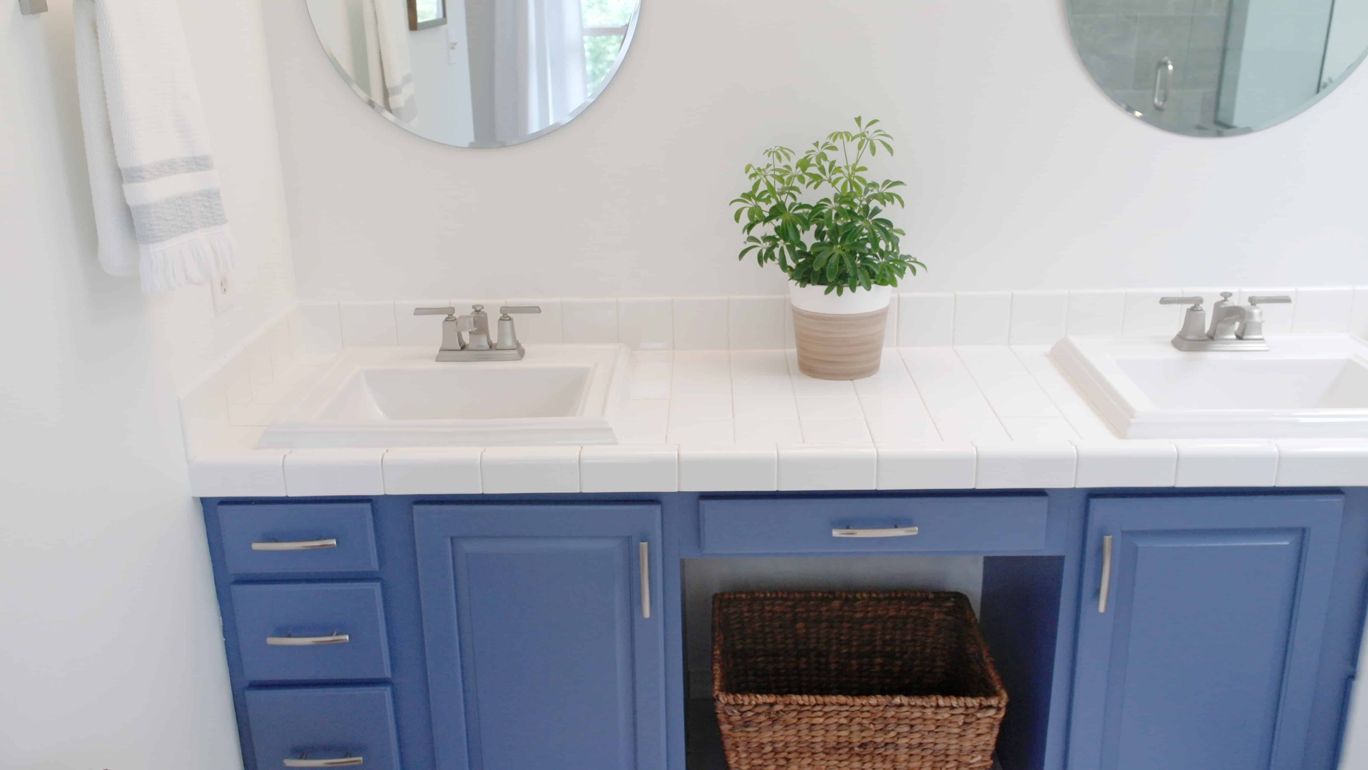 blue bathroom cabinets