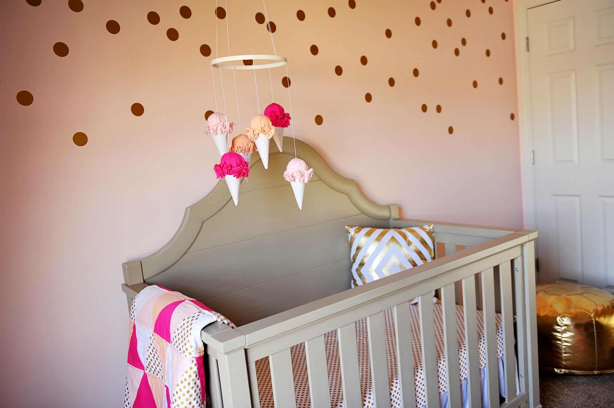 pink dot wall in nursery