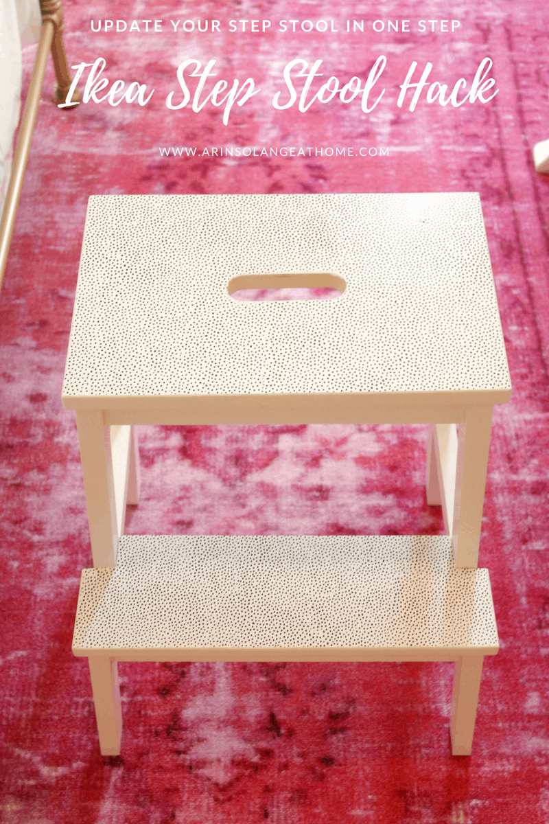 ikea hack step stool on pink rug