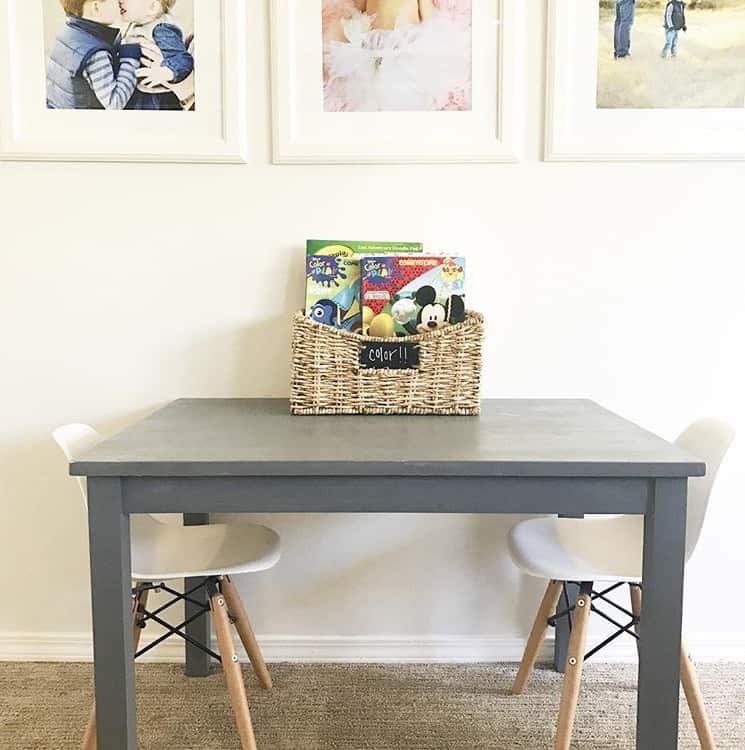 kids table with wicker basket | Toy Storage on a Budget 