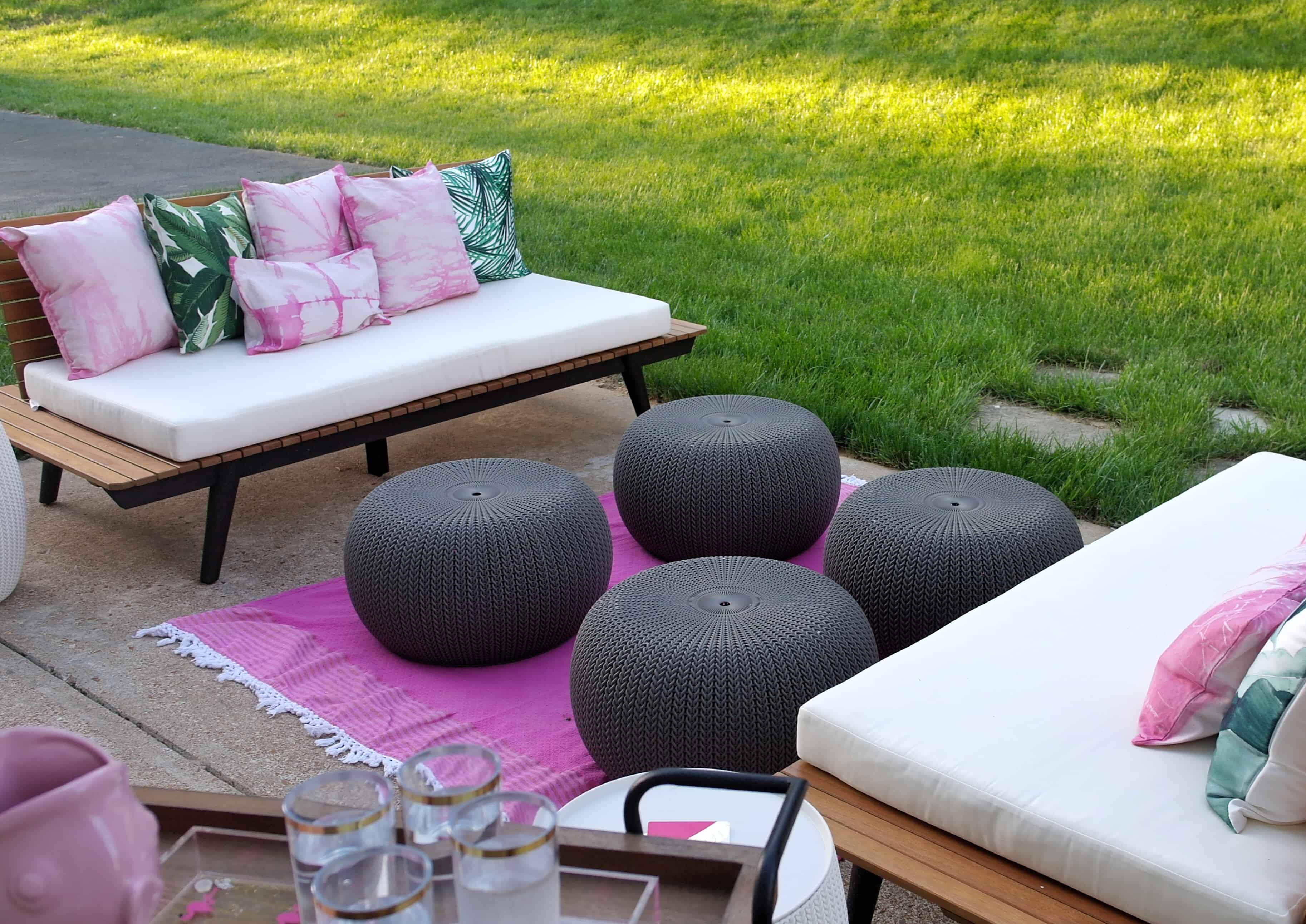 pink outdoor patio space