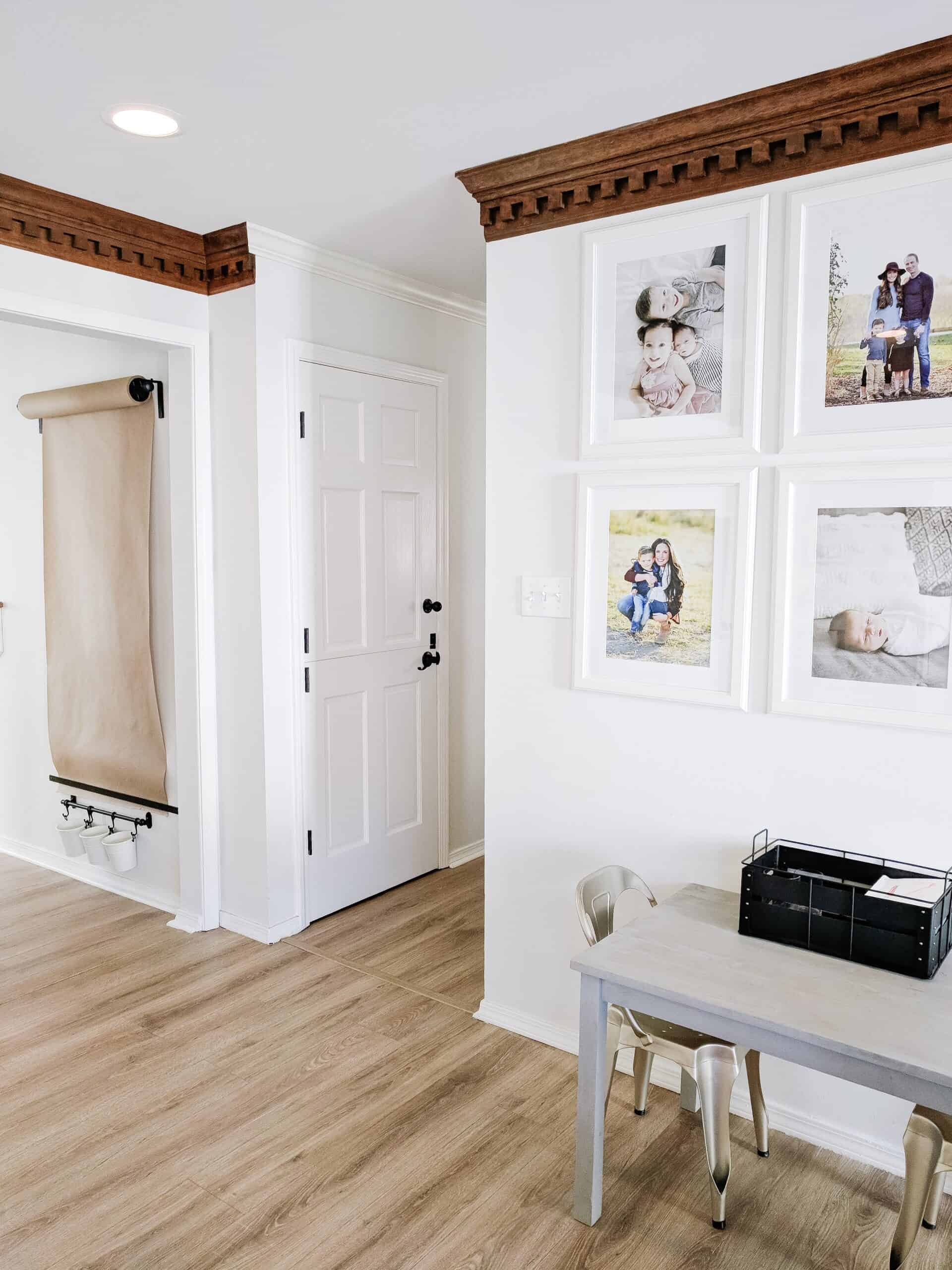 wall mounted easel in a living room