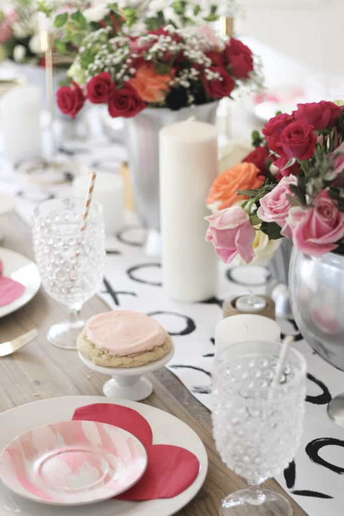 Valentines Day Table with Crumbl cookies