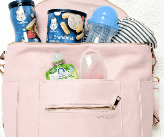 blush fawn design bag packed with Gerber snacks
