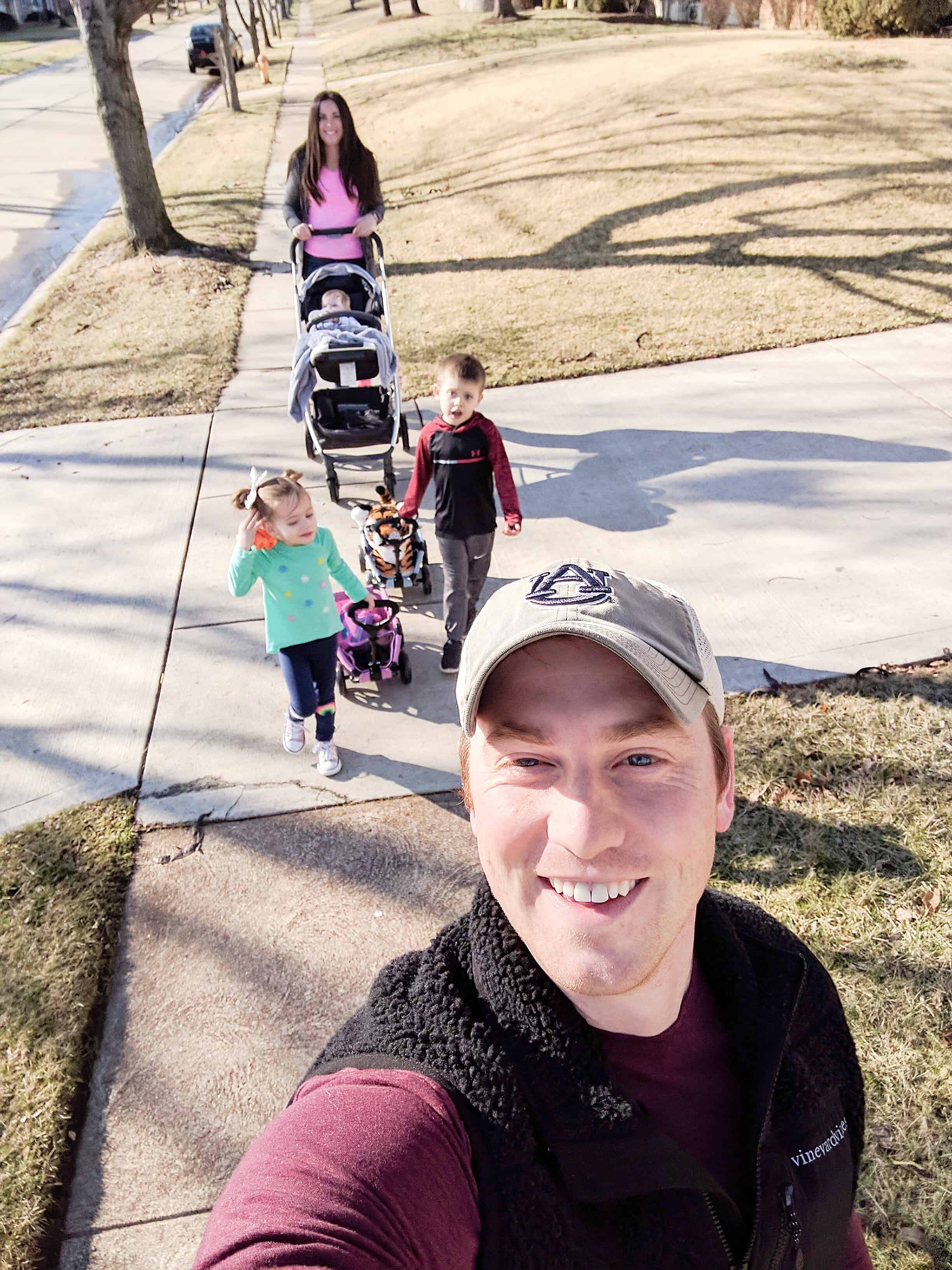 Family selfie on a walk | Buying a Stroller 