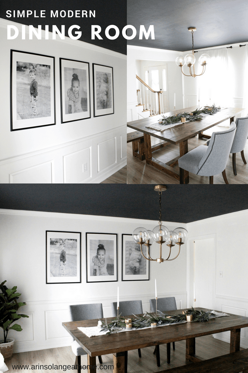 white dining room with dark ceiling | Modern Dining Room with Dark Ceiling