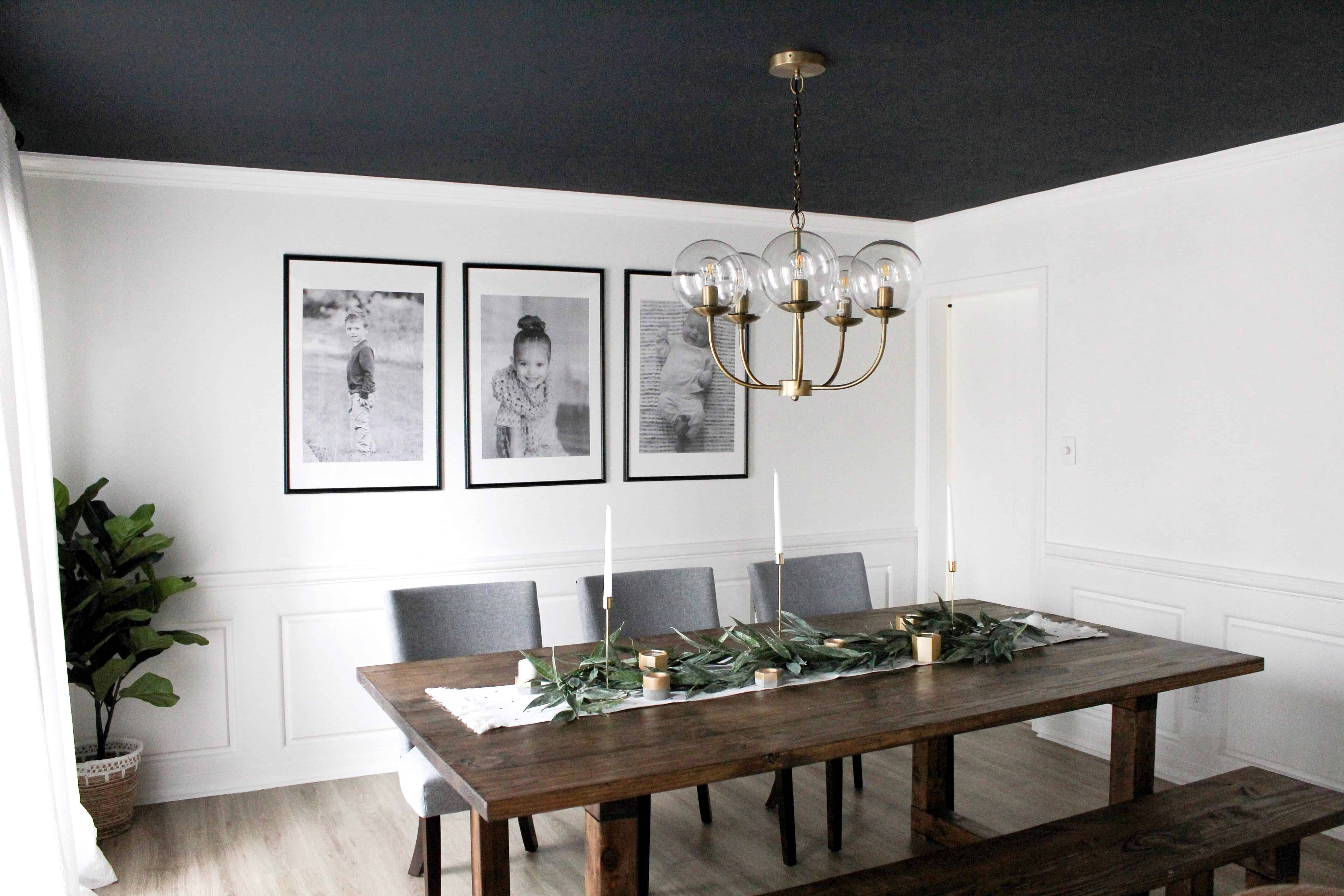 living room with dark ceiling