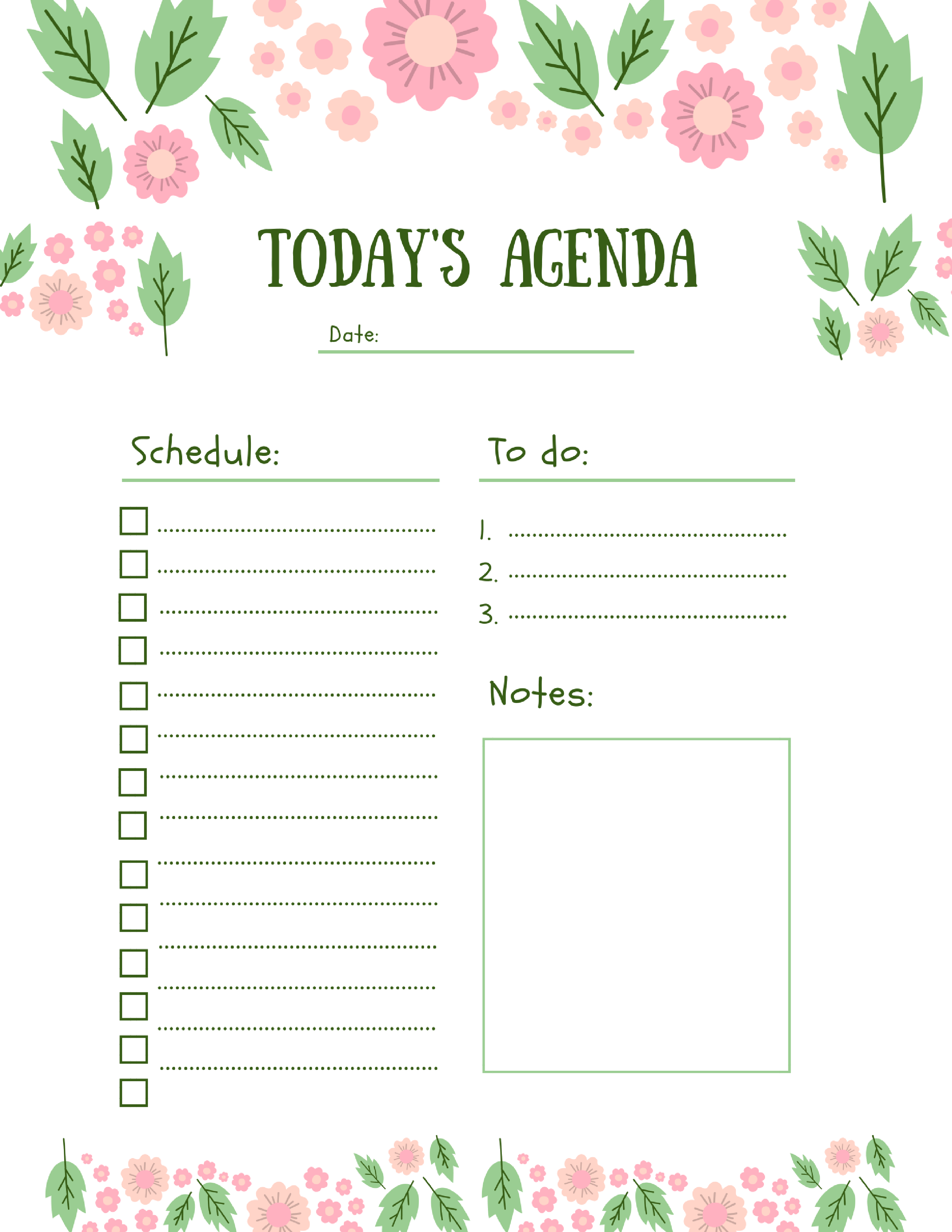 todays agenda free printable | Creating a Summer Schedule