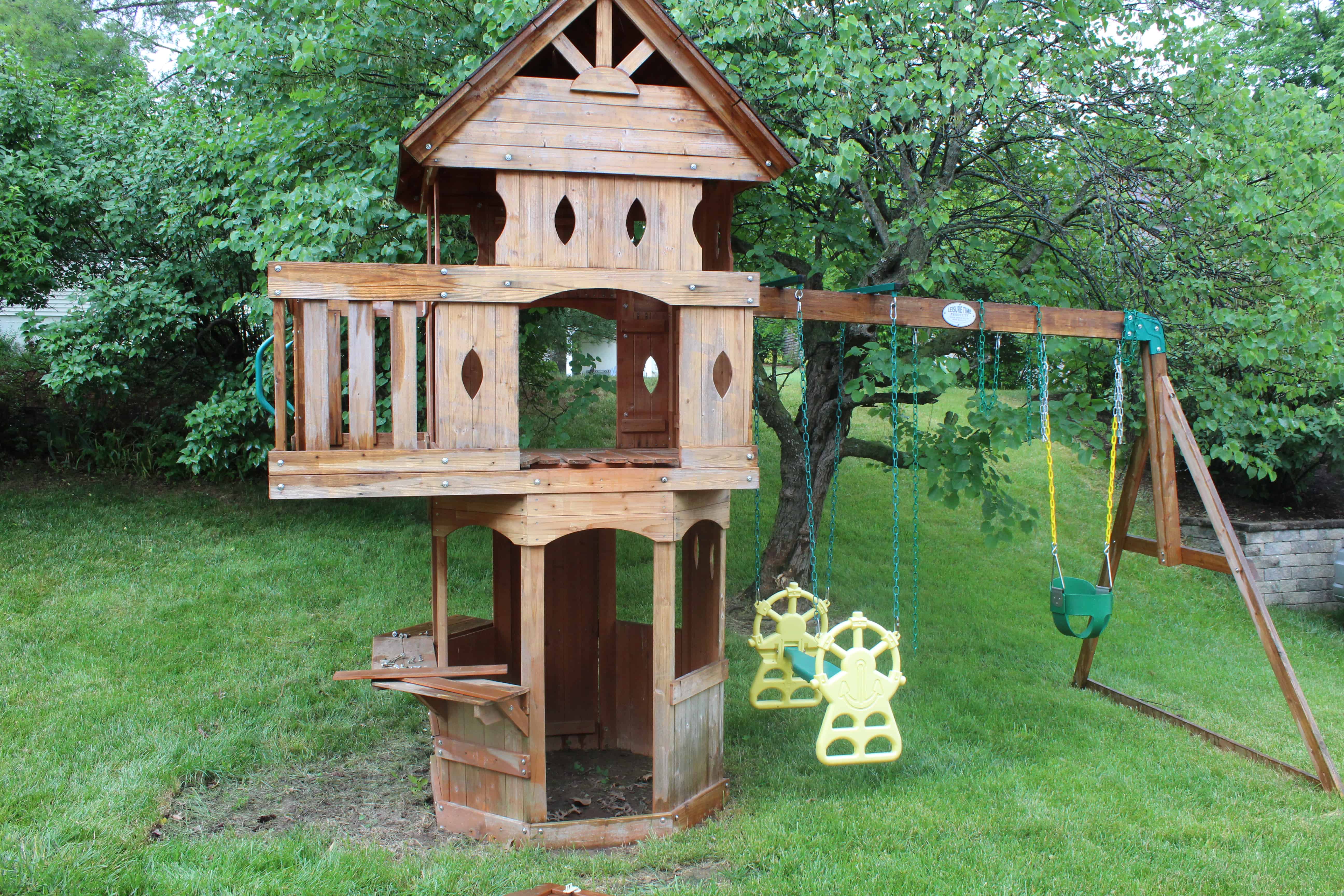 old wooden swingset | DIY Swingset Makeover 