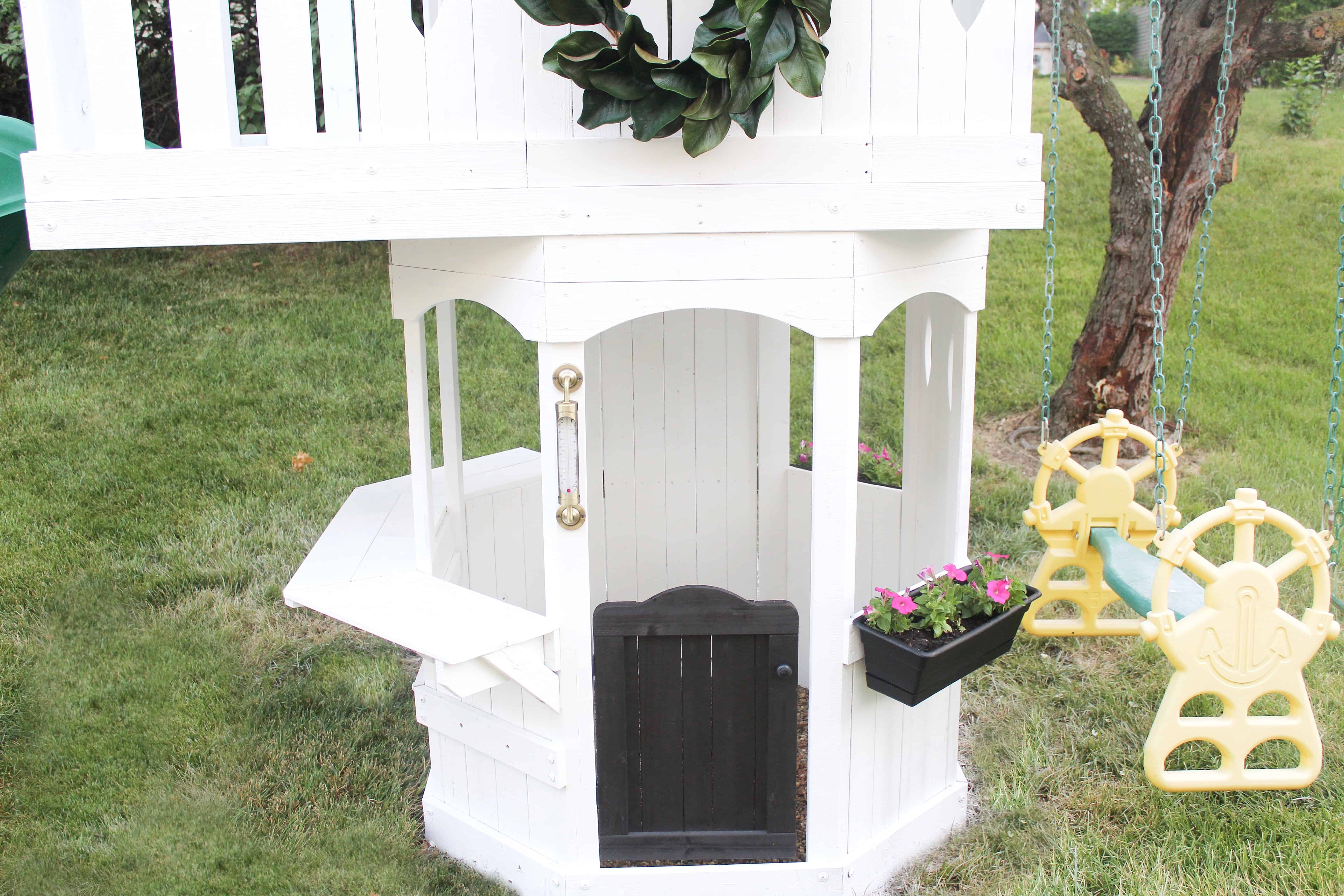 White swingset | DIY Swingset Makeover 