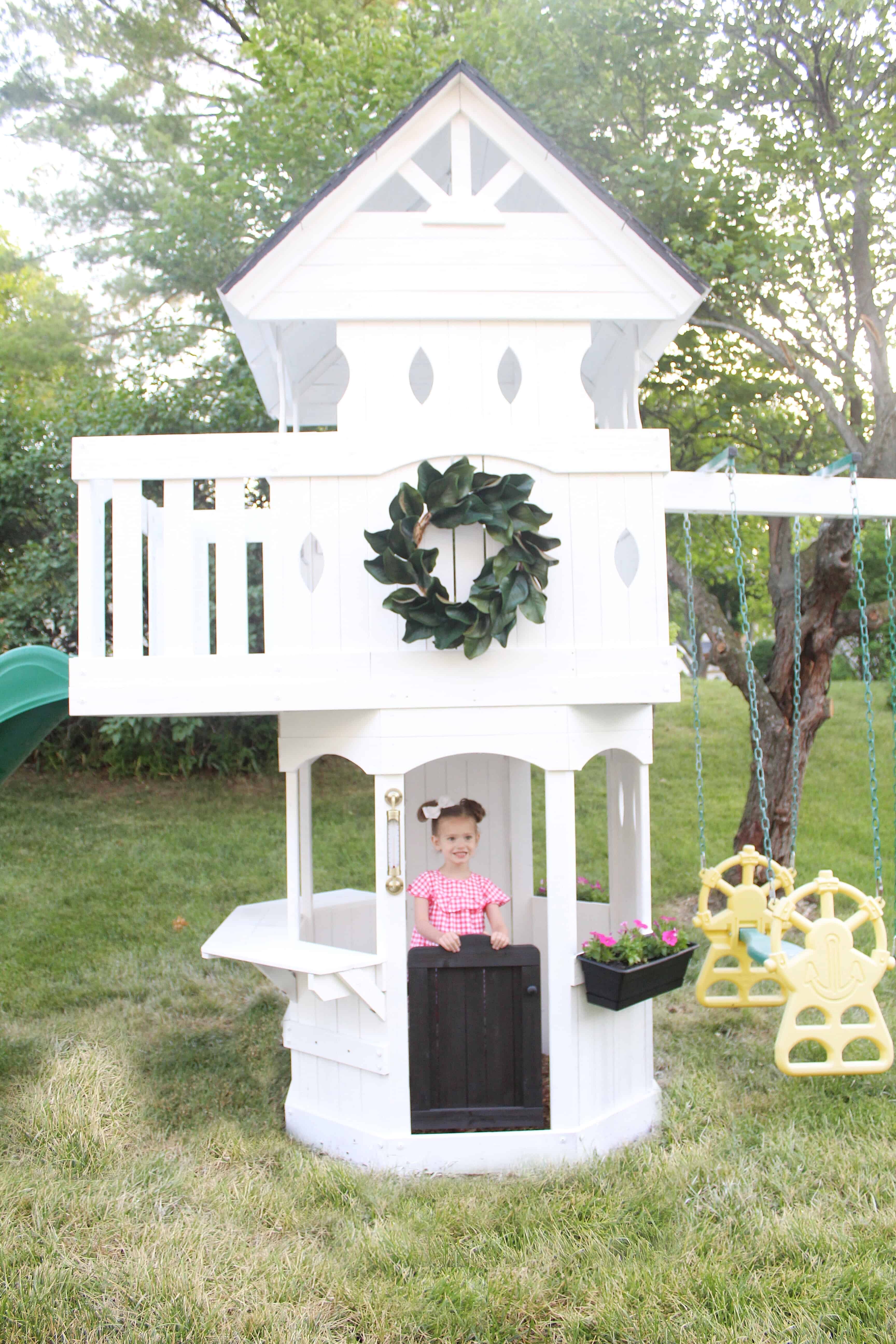 painting a wooden swing set