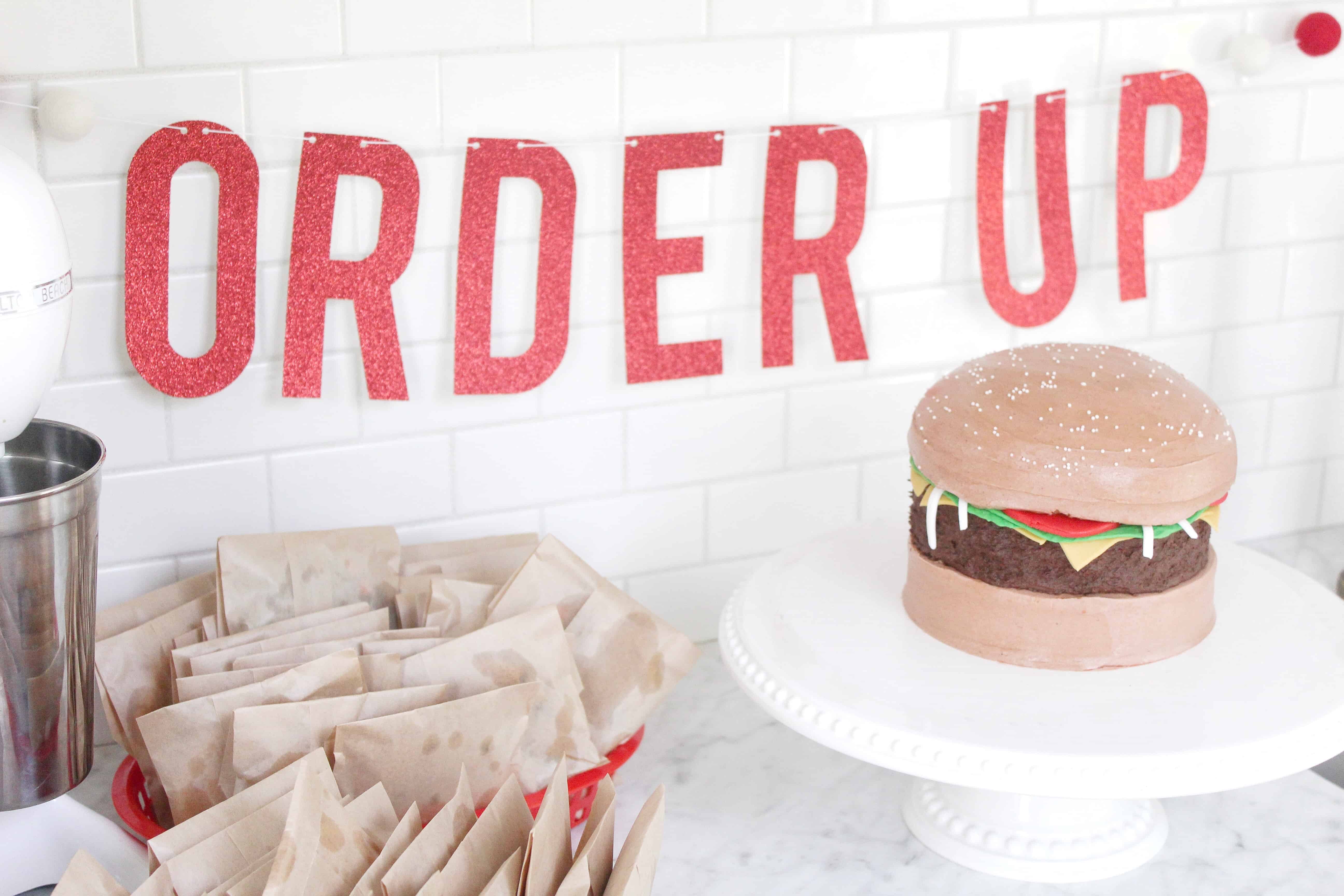 hamburger themed cake