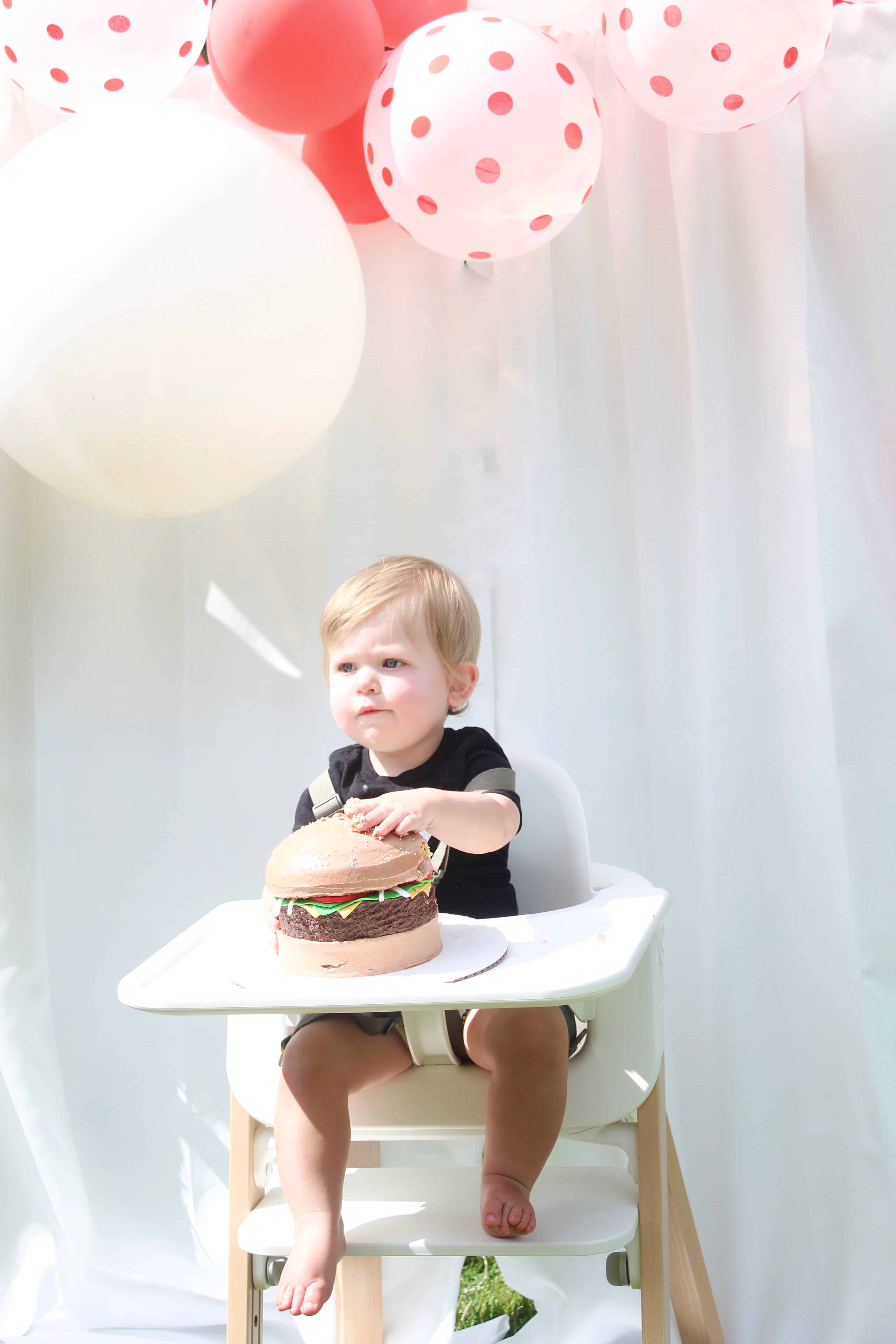 Burger themed cake smash