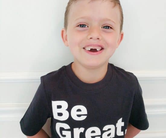 boy in black be great Carters shirt