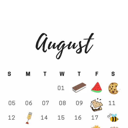 August National Holiday Calendar