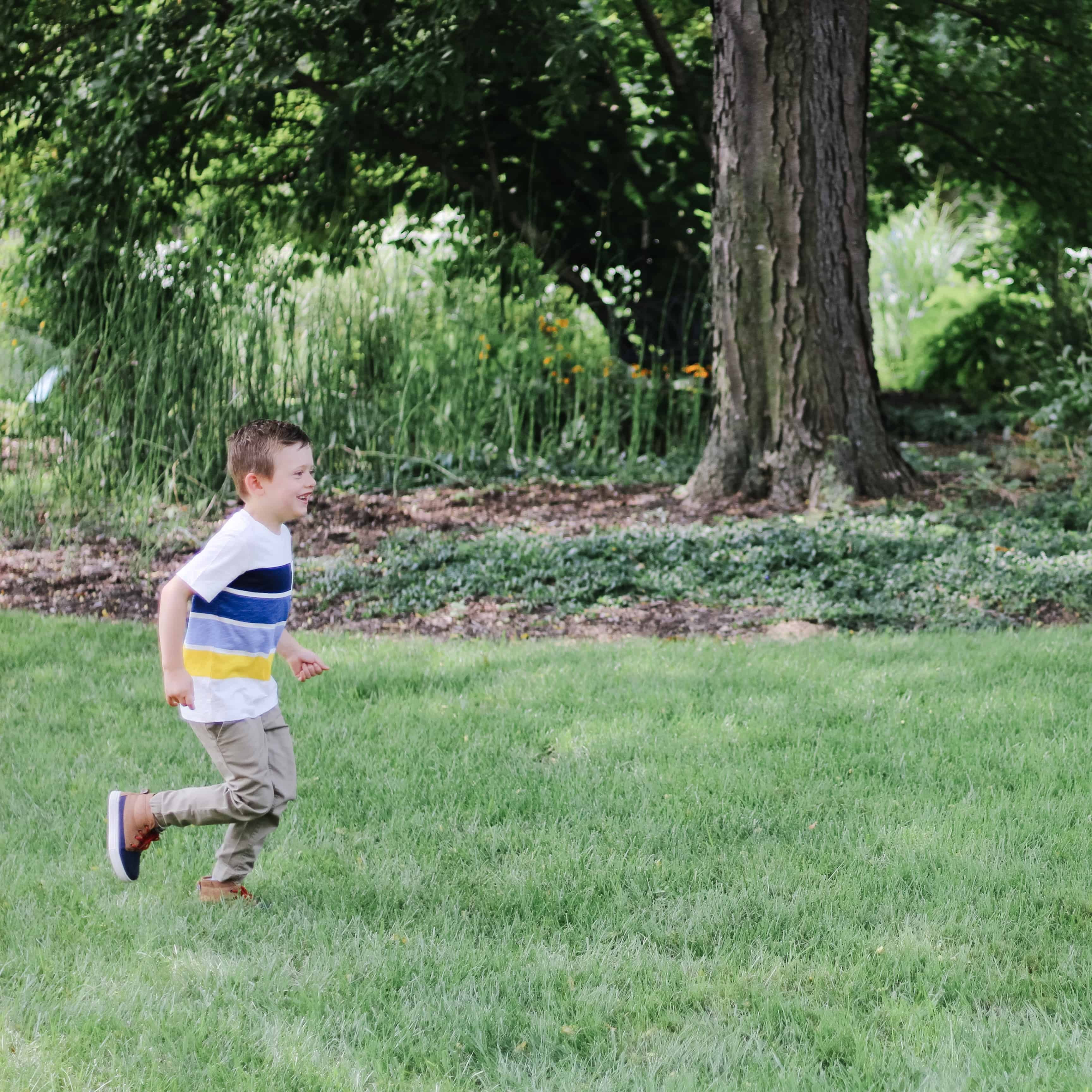 Toddler boy running 