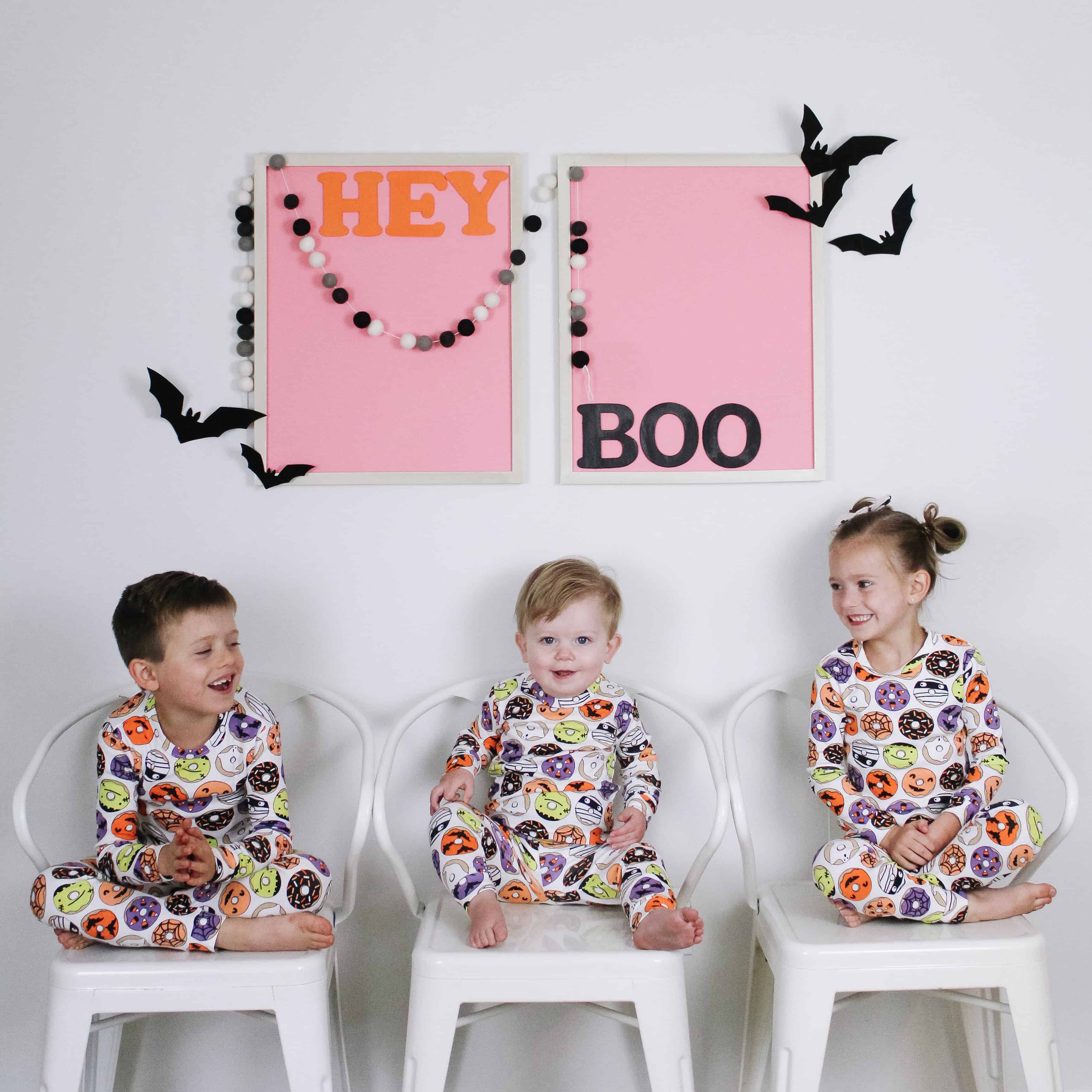 kids in Halloween pjs 