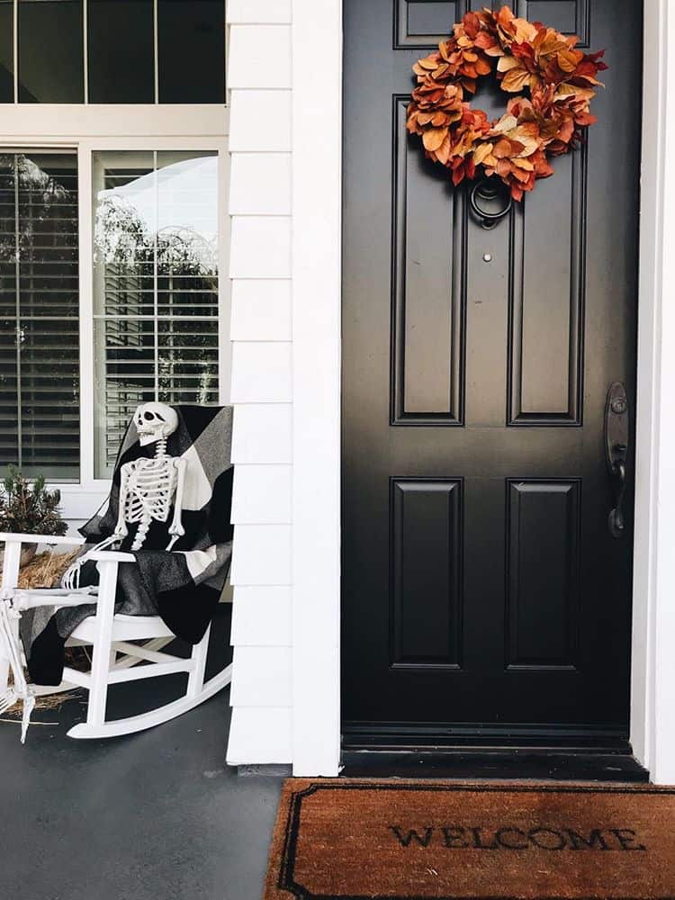 black fall front porch