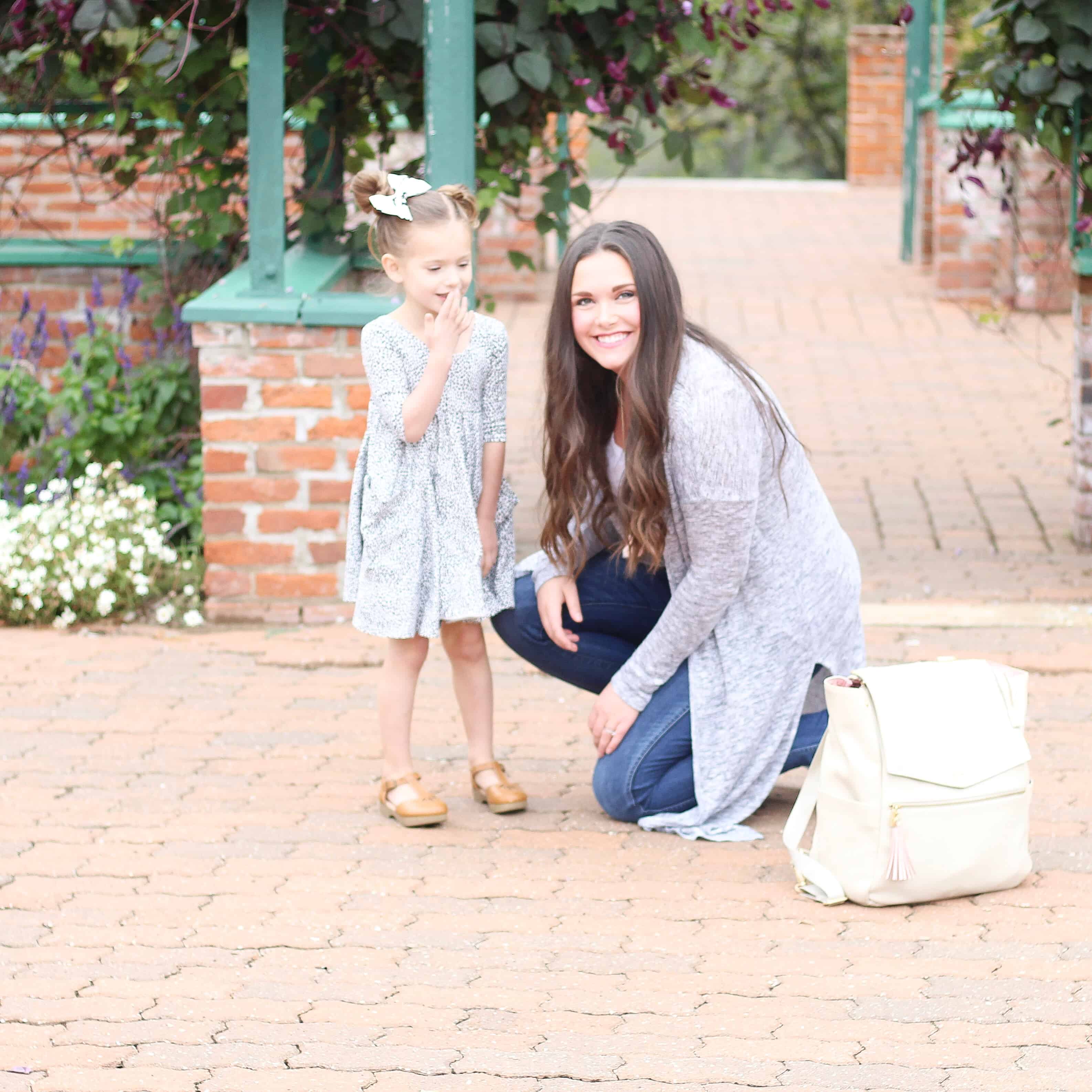 Mom and daughter by the Freshly Picked Diaper Bag