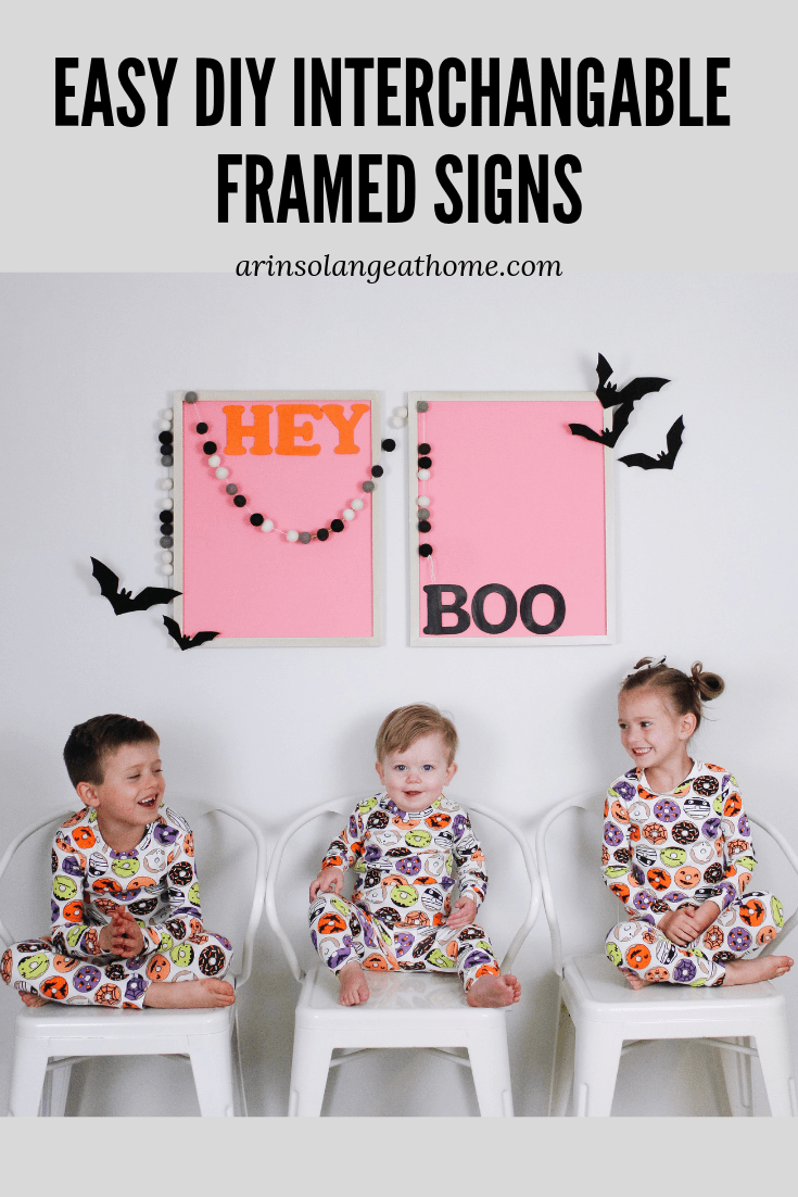 DIY framed sign kids in halloween PJS