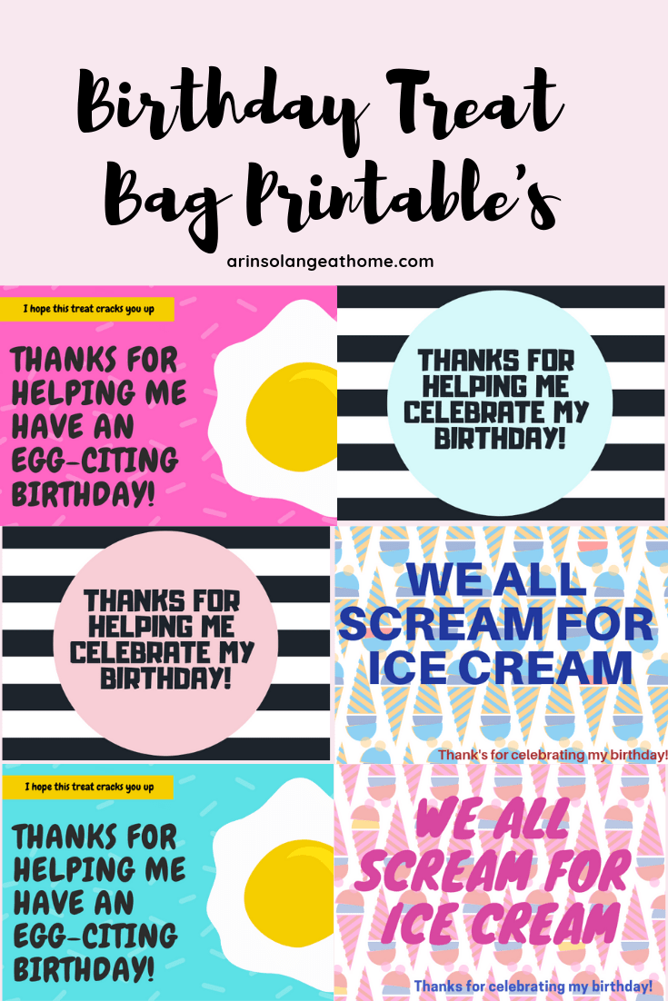 Free birthday treat bag printable's