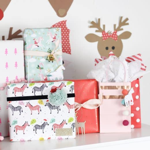 merry and bright wrapped presents