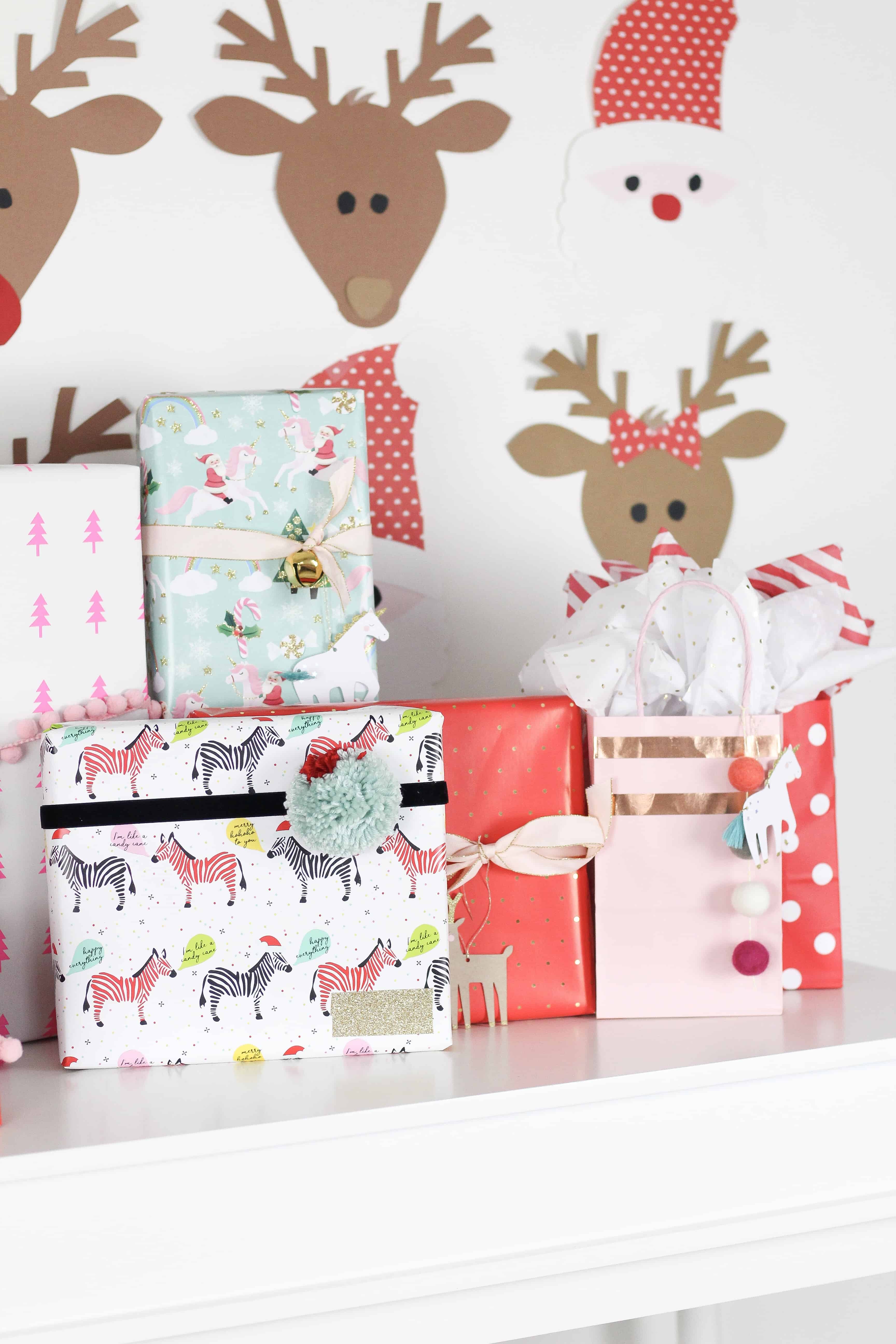 merry and bright wrapped presents