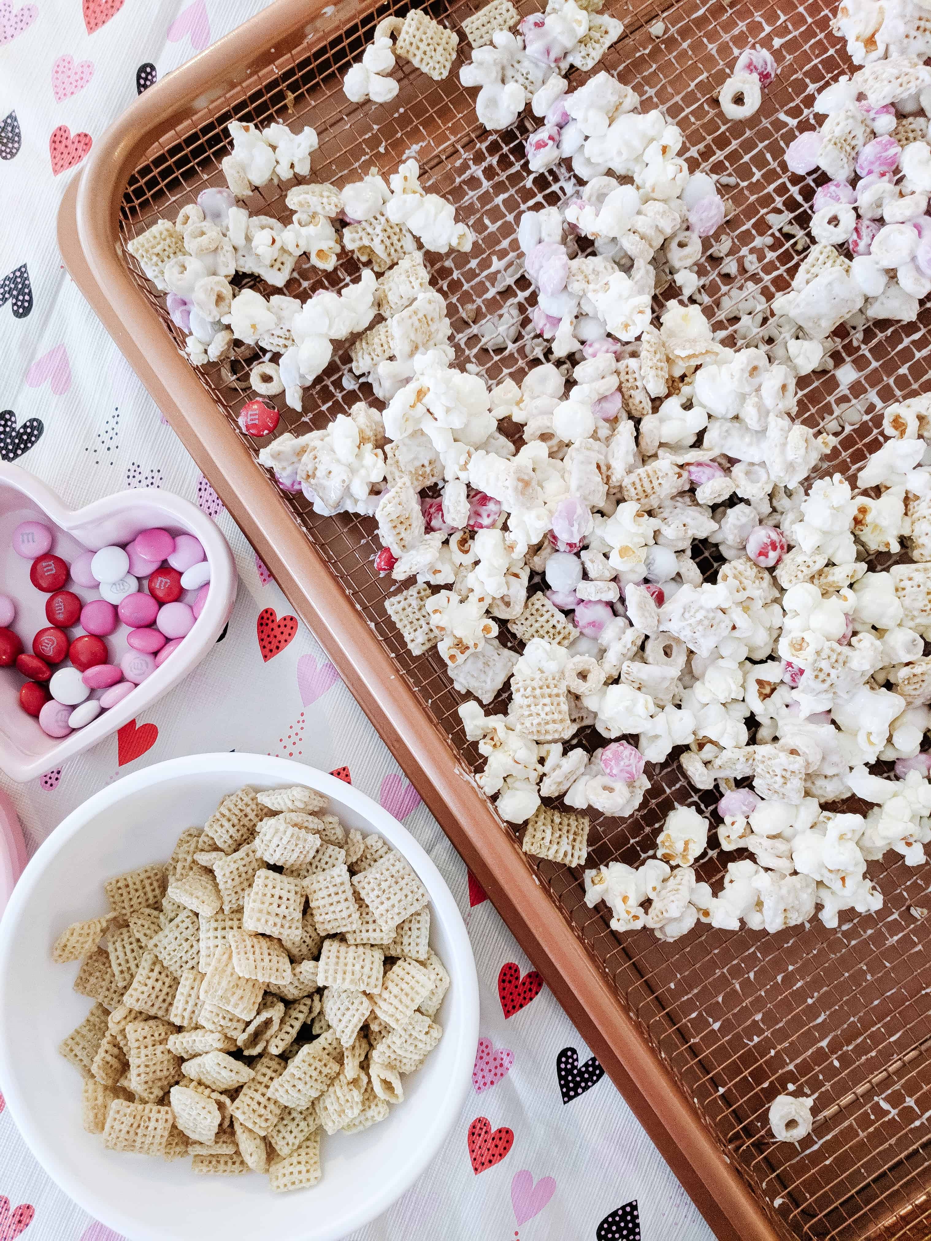 Easy Toddler Valentine's Day snack Drying on baking sheet