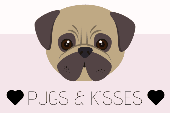 free printable pugs and kisses Valentine