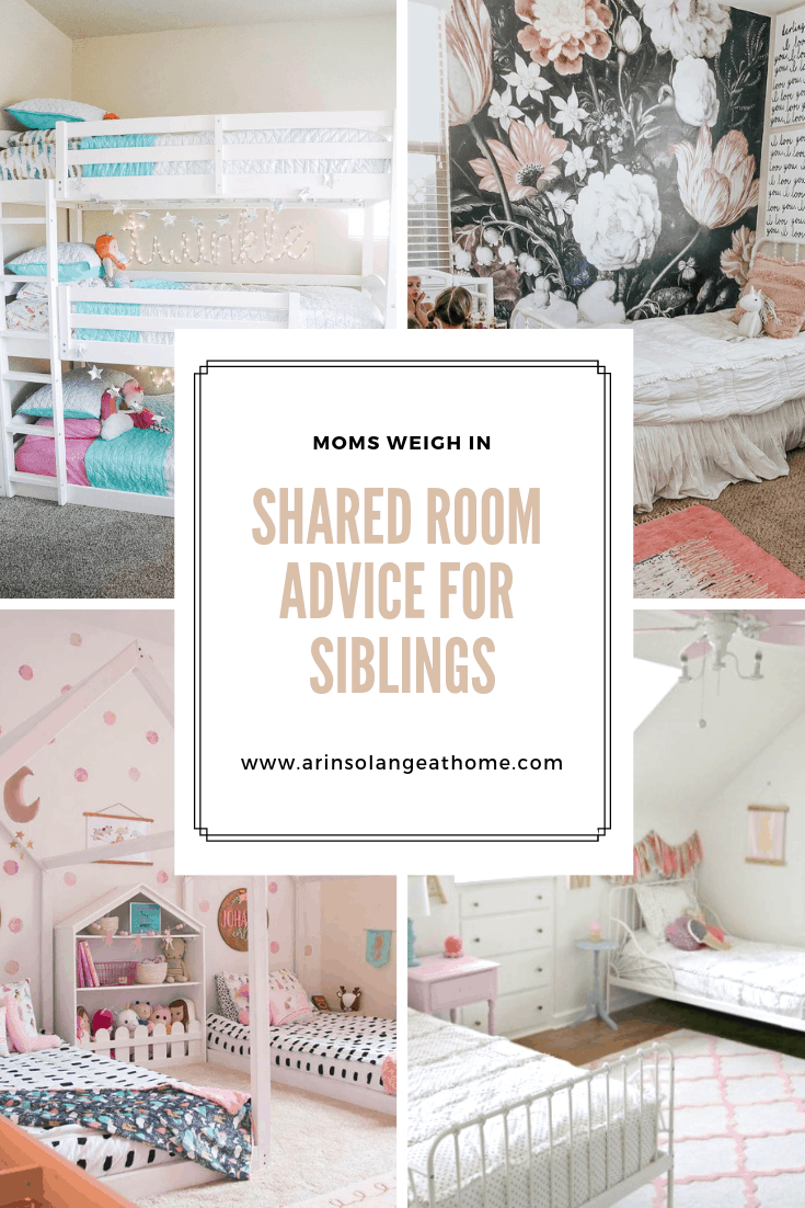 Shared room advice for siblings graphic with kids room photos