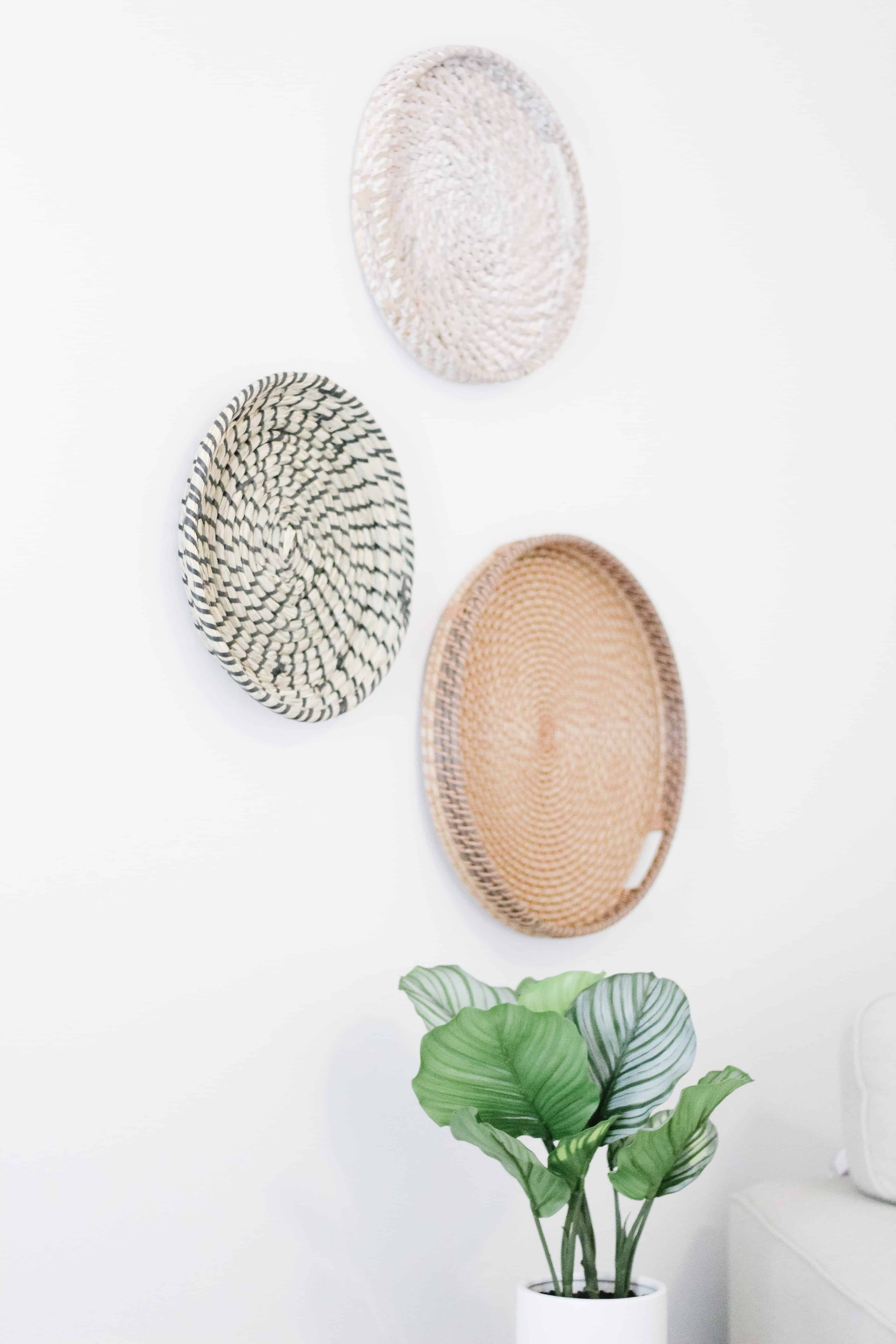 hanging wicker trays for over plant