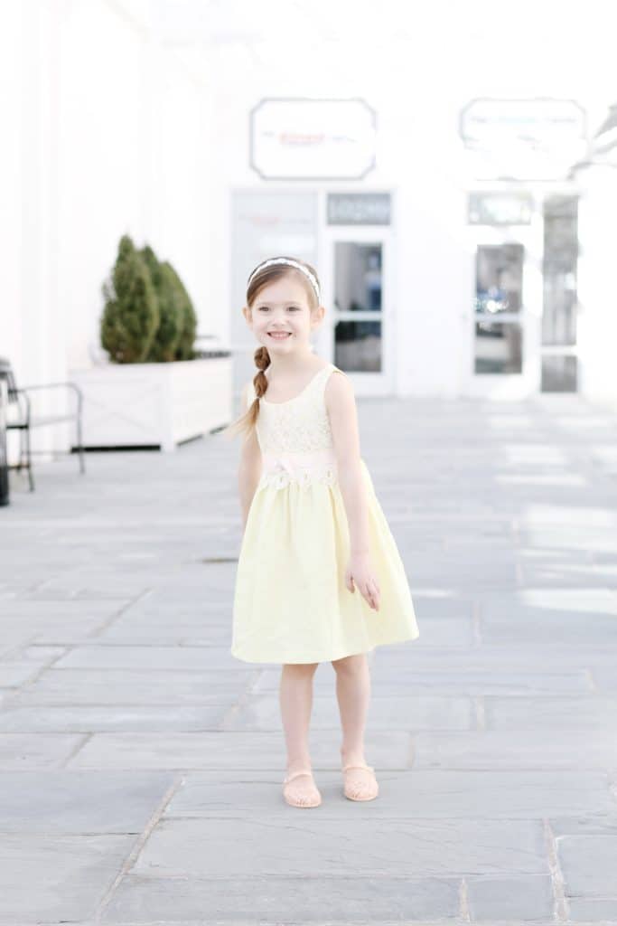 Toddler girl in yellow Easter Dress