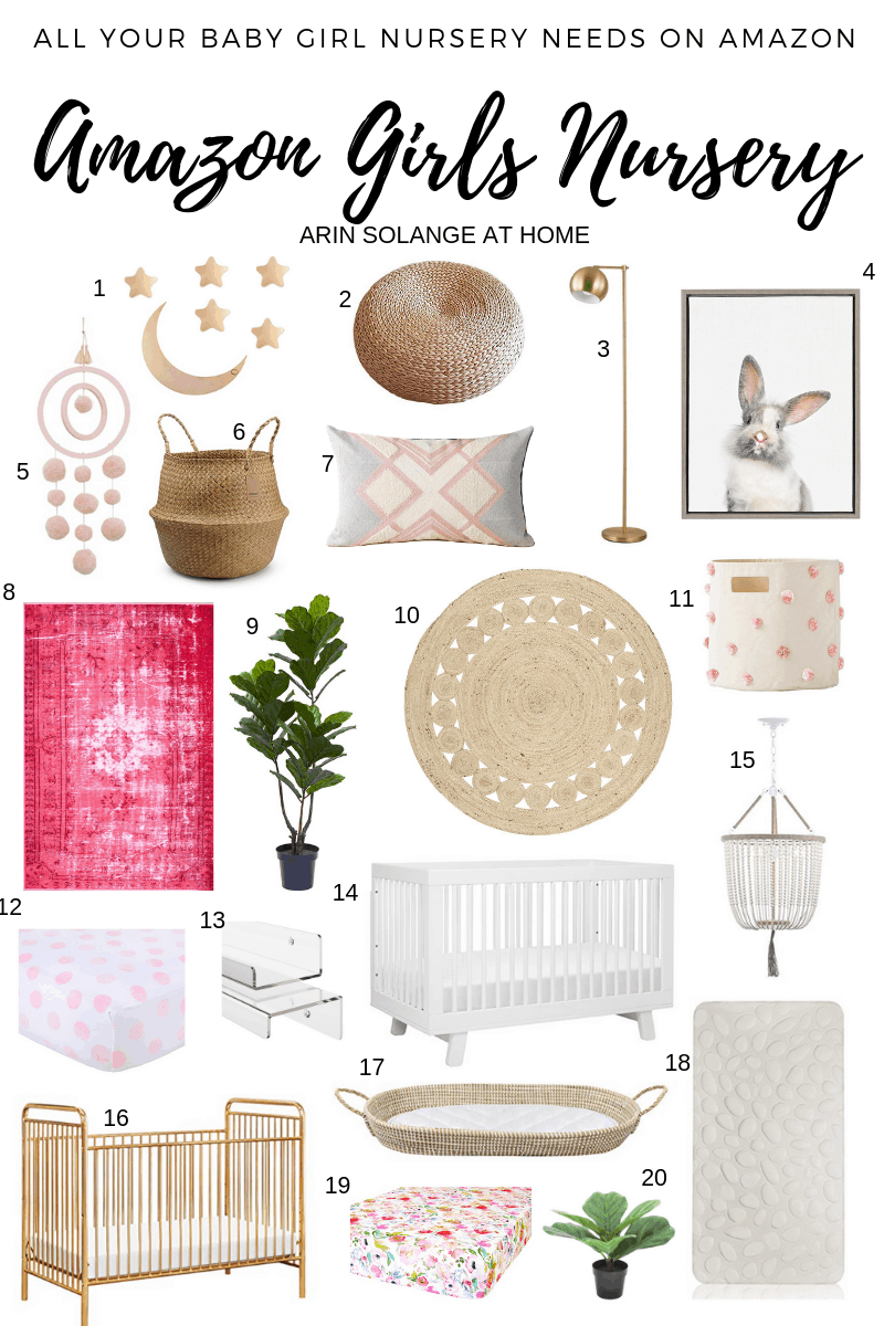 A round up of Amazon Girl's Nursery Decor - arinsolangeathome.com