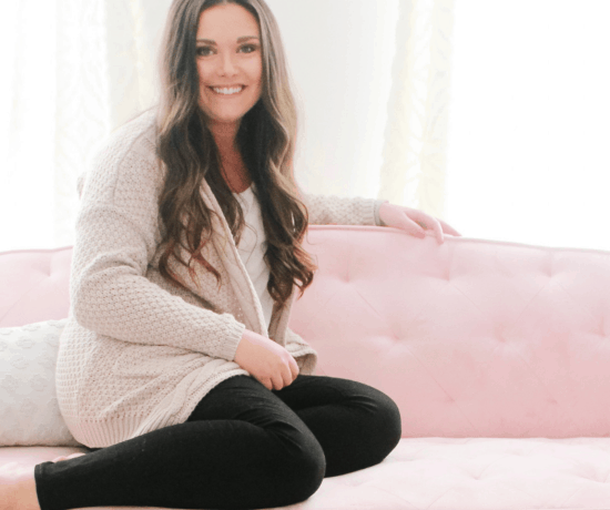 Arin Solange at Home sitting on pink couch - thirty favorites at thirty