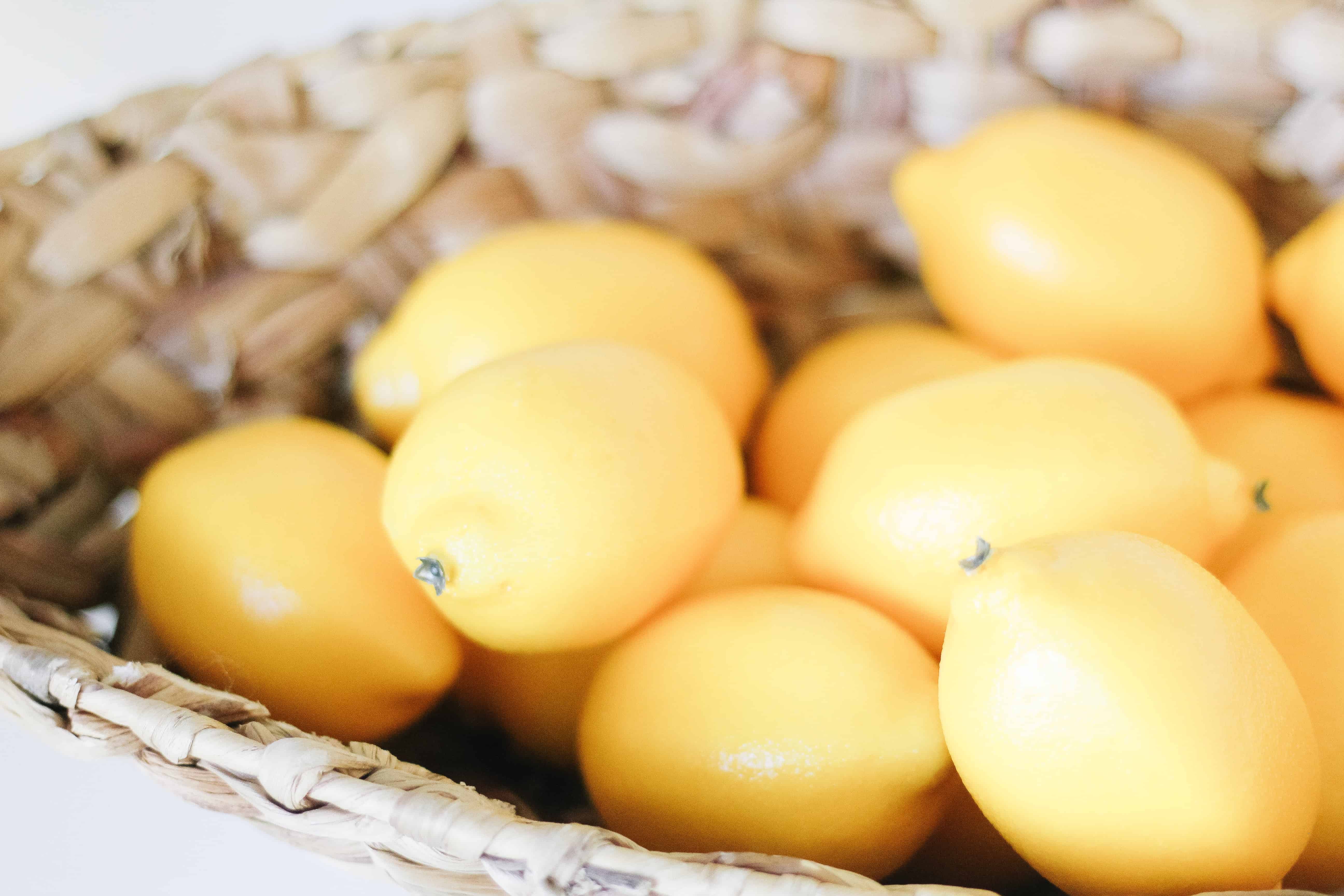 lemons in wicker bowl