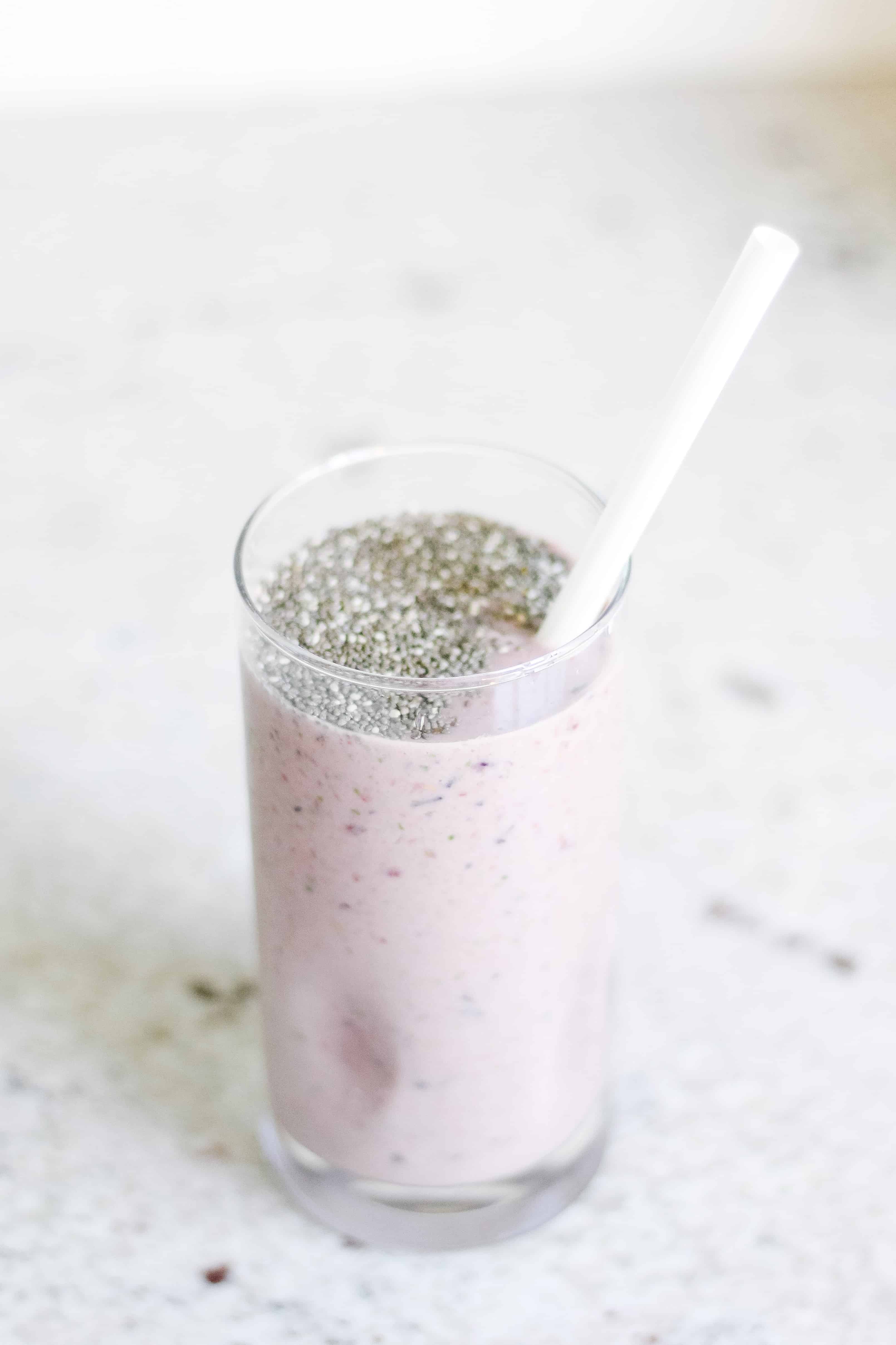smoothie with chia seeds on top