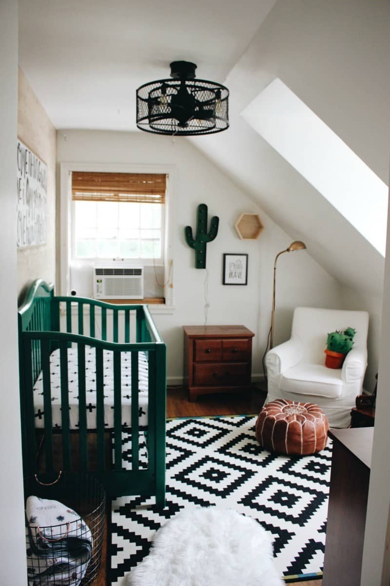 nursery with cactus and green crib