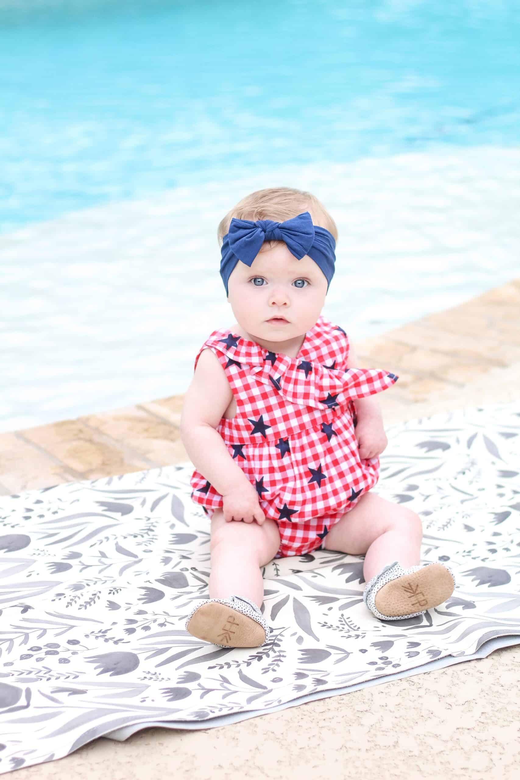 baby girl in patriotic outfit