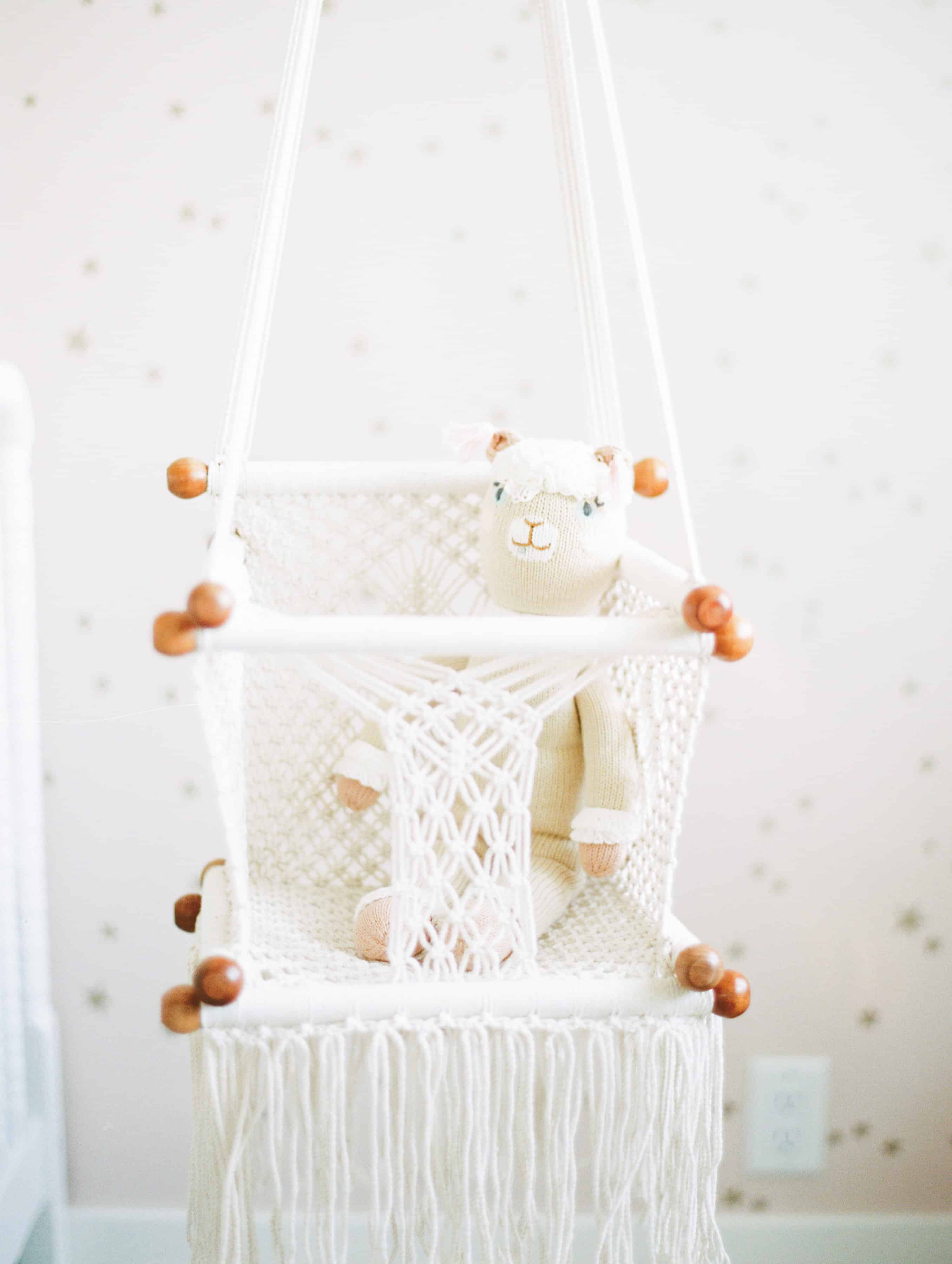 Hanging Croched baby swing in nursery