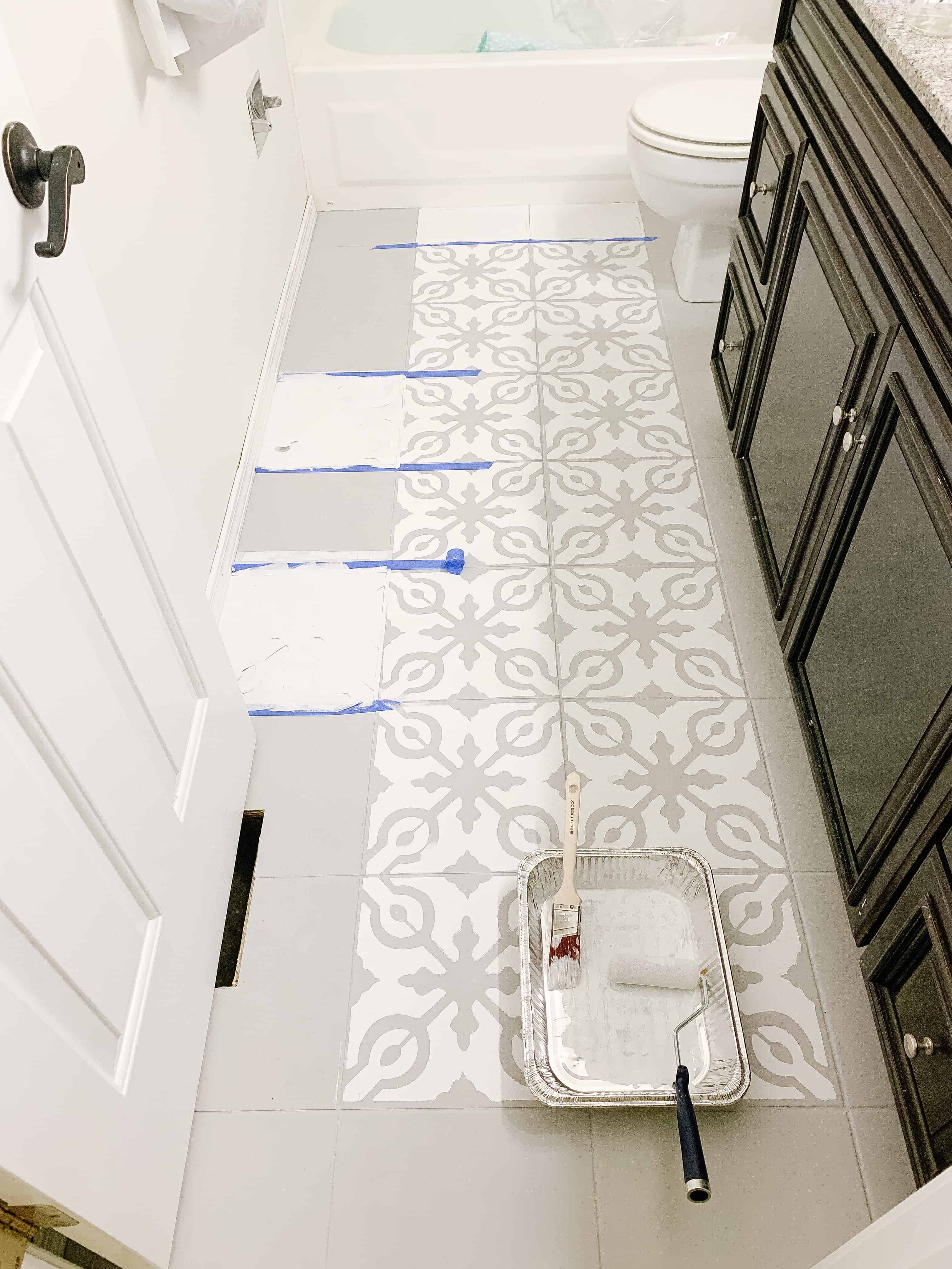 Painted Tile Floors with stencil
