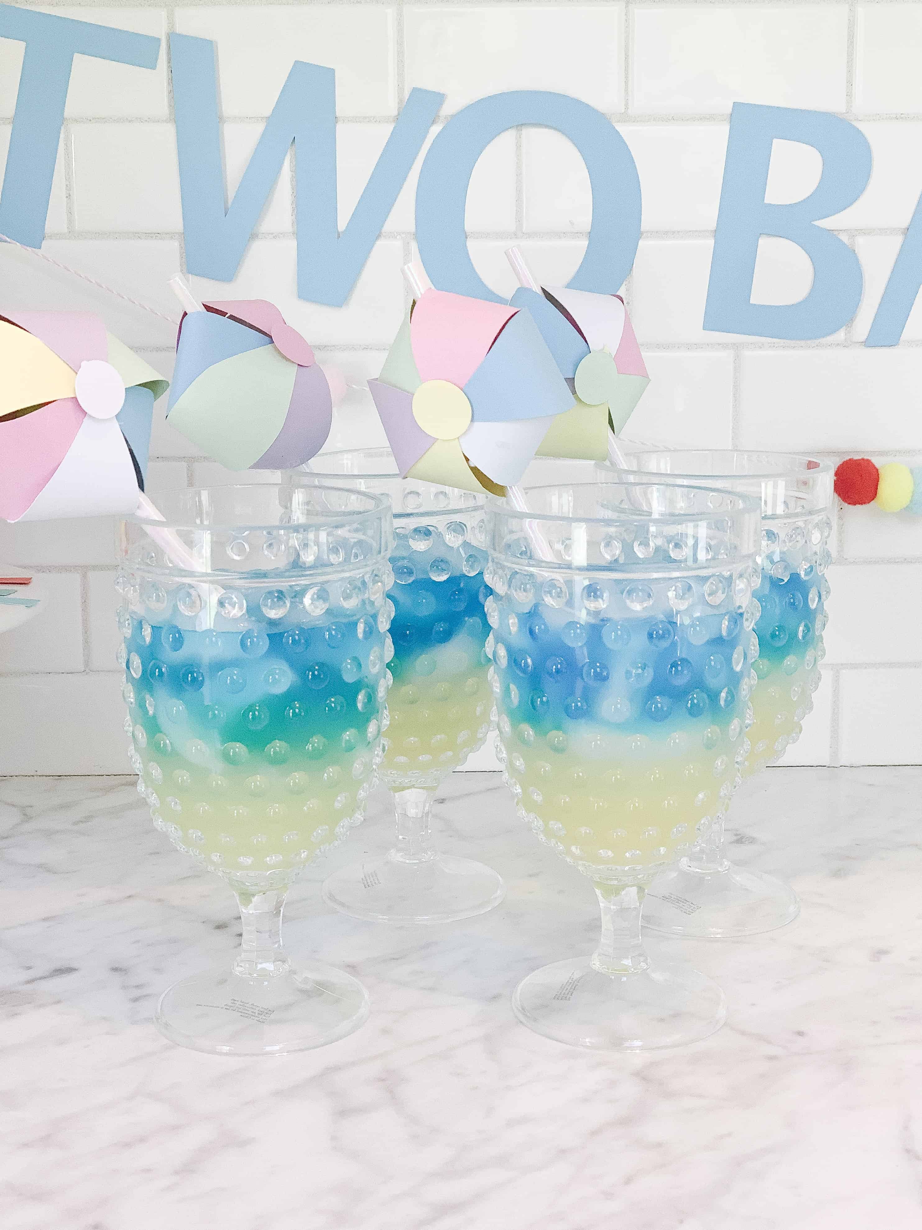 Blue and Yellow Beach themed drinks