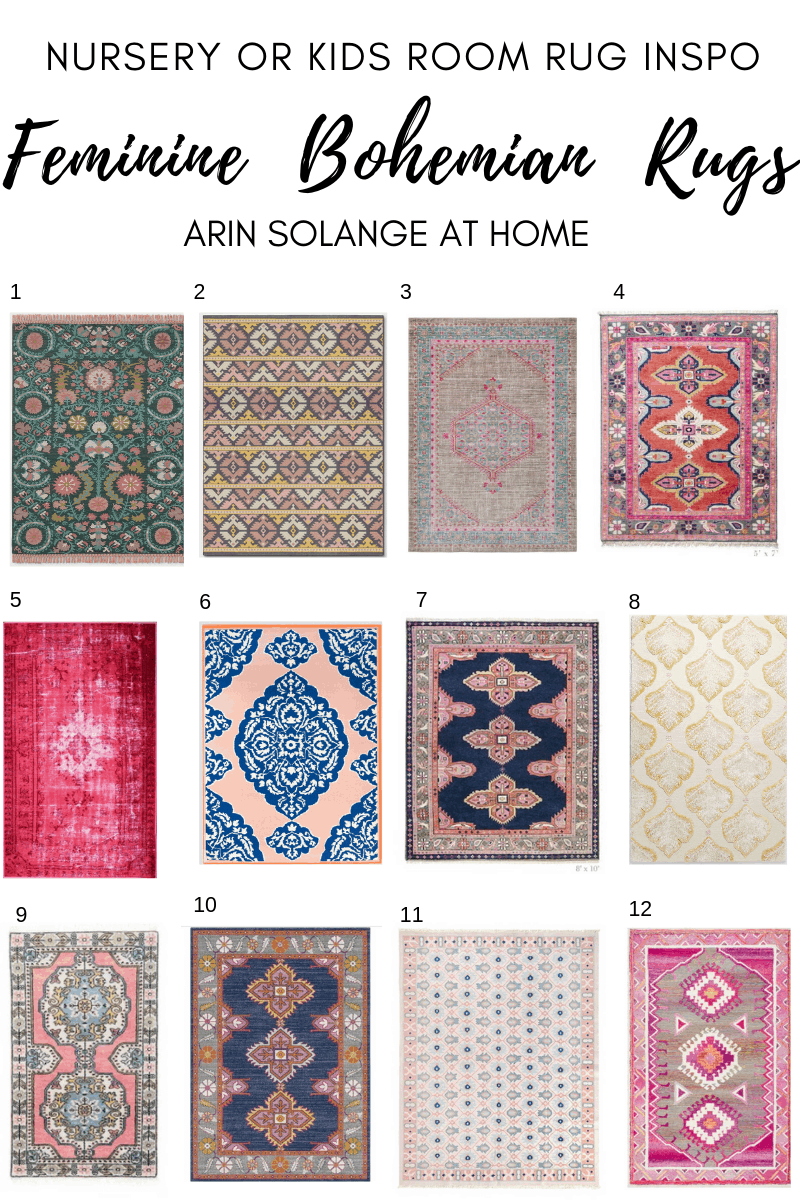 round up of pink feminine bohemian rugs 