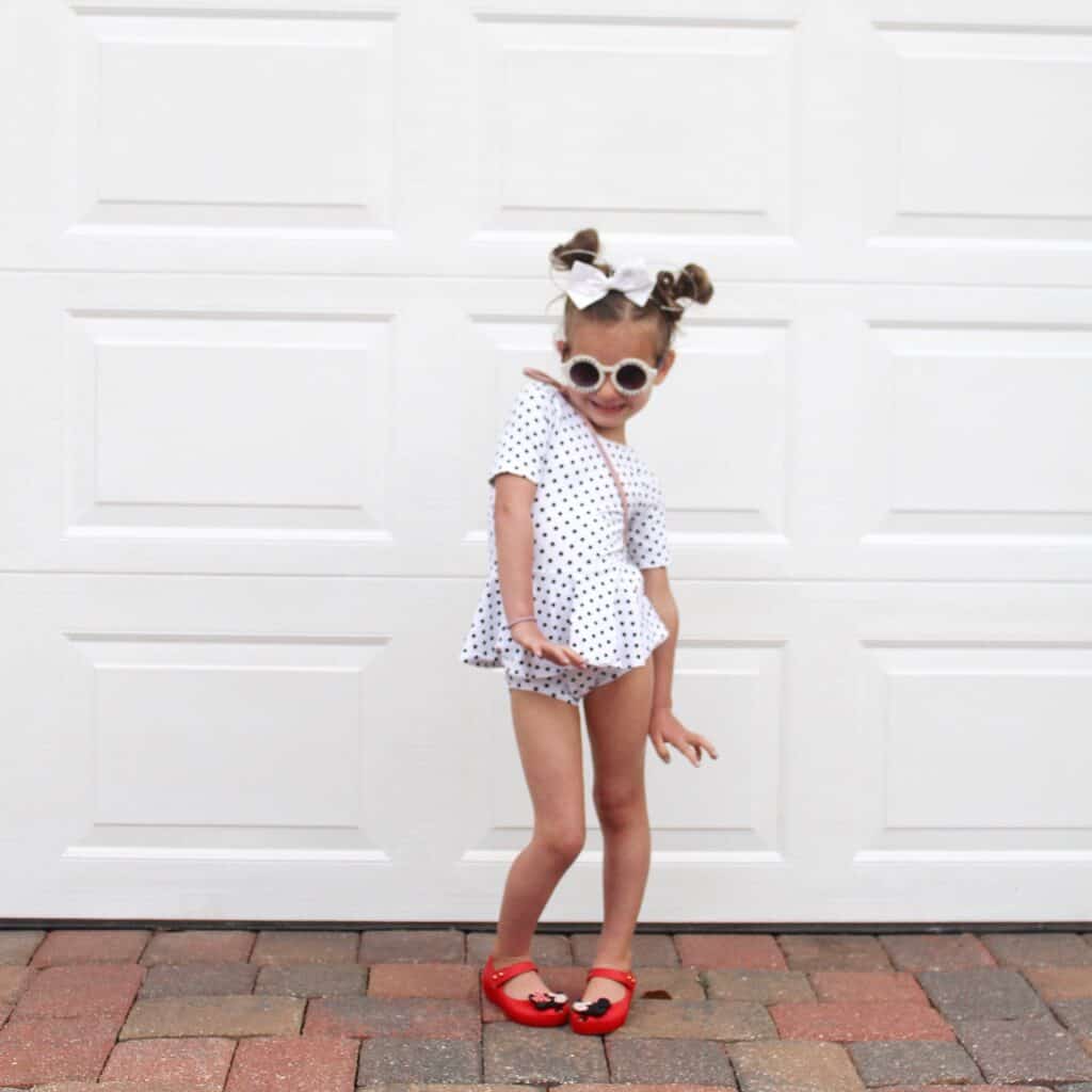 little girl in a cute toddler gymnastics leotard