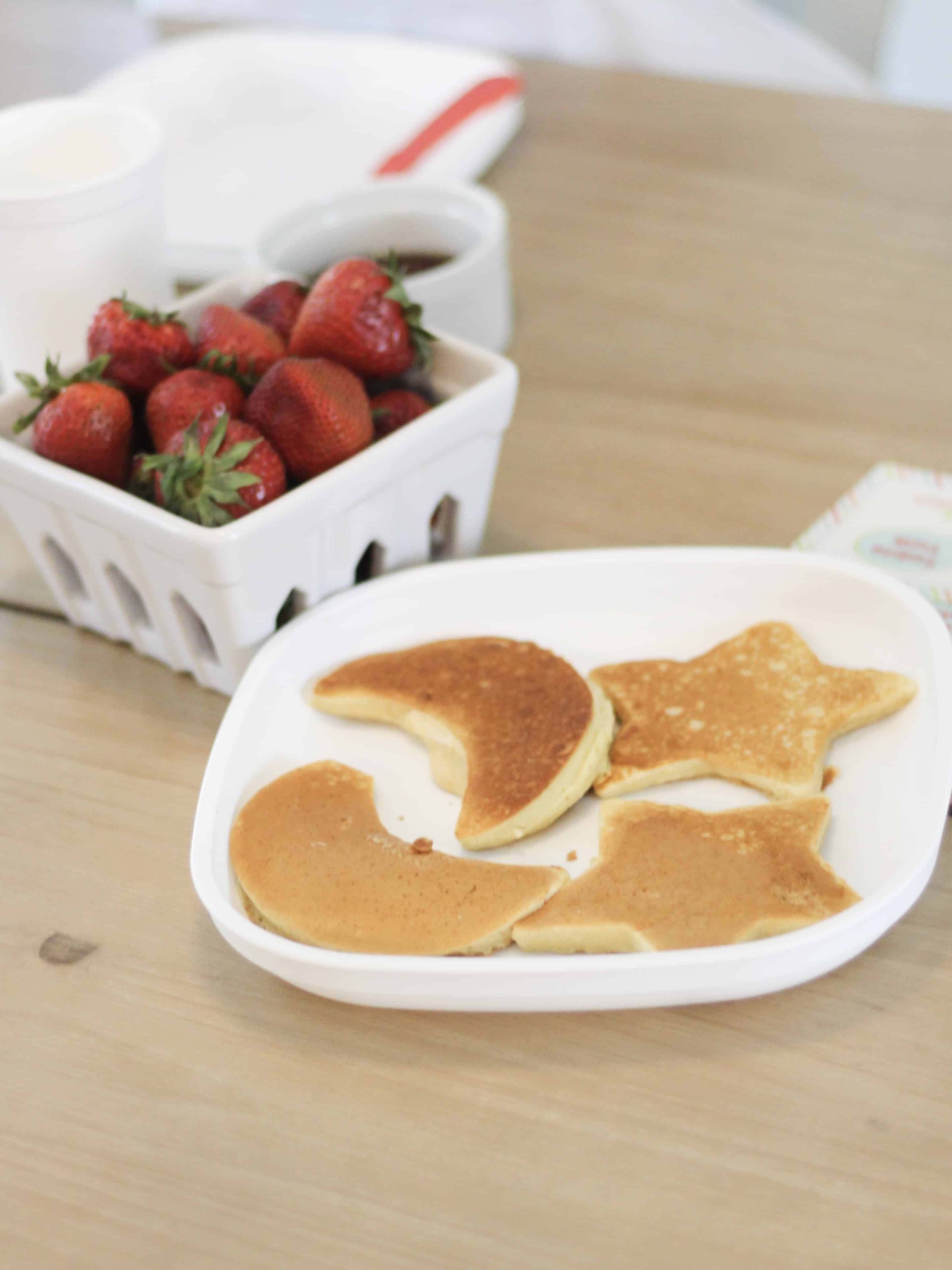 star and moon pancakes and strawberries