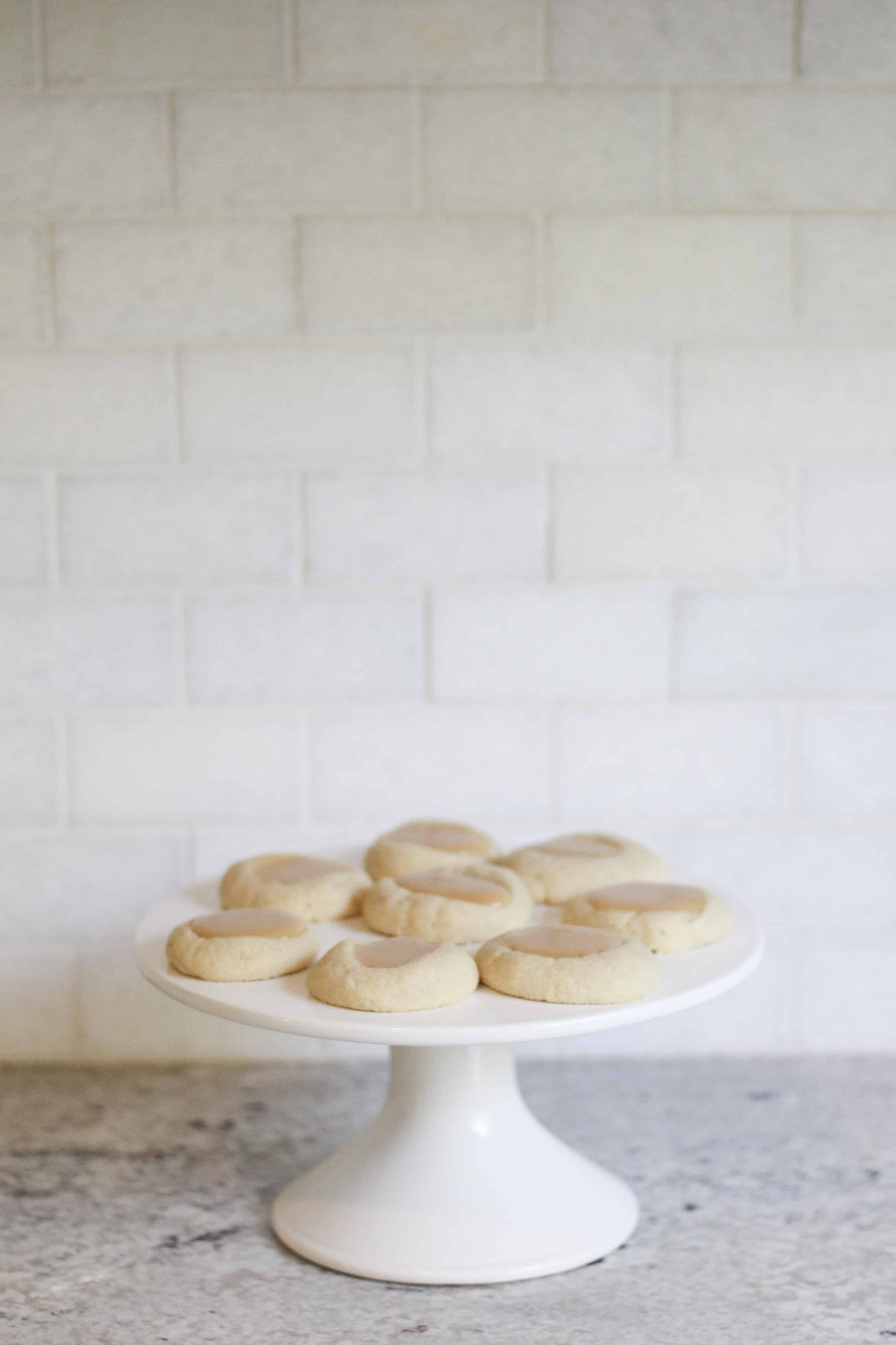 Dulce De Leche cookies on cake stand