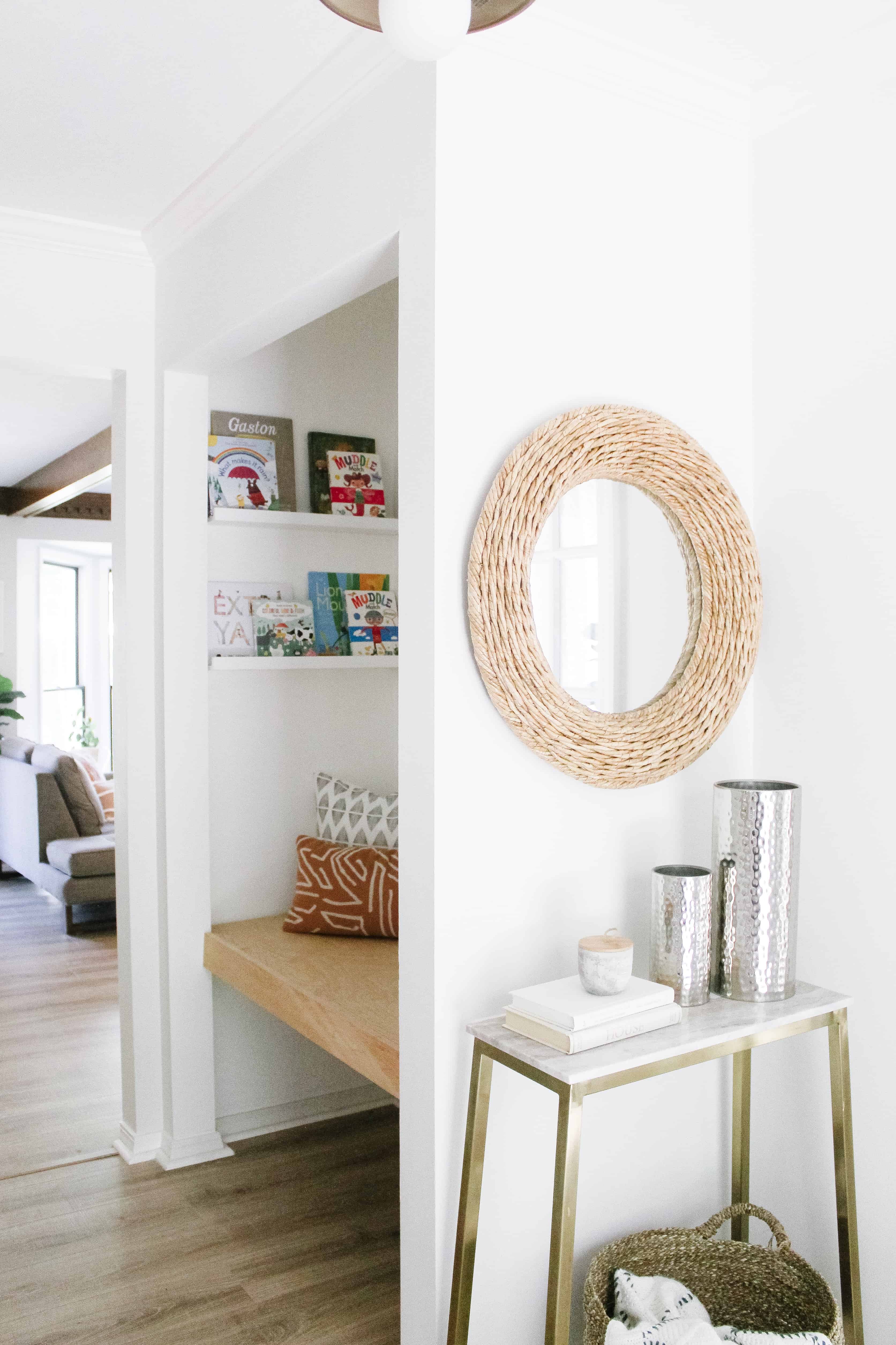 Coat closet turned book nook