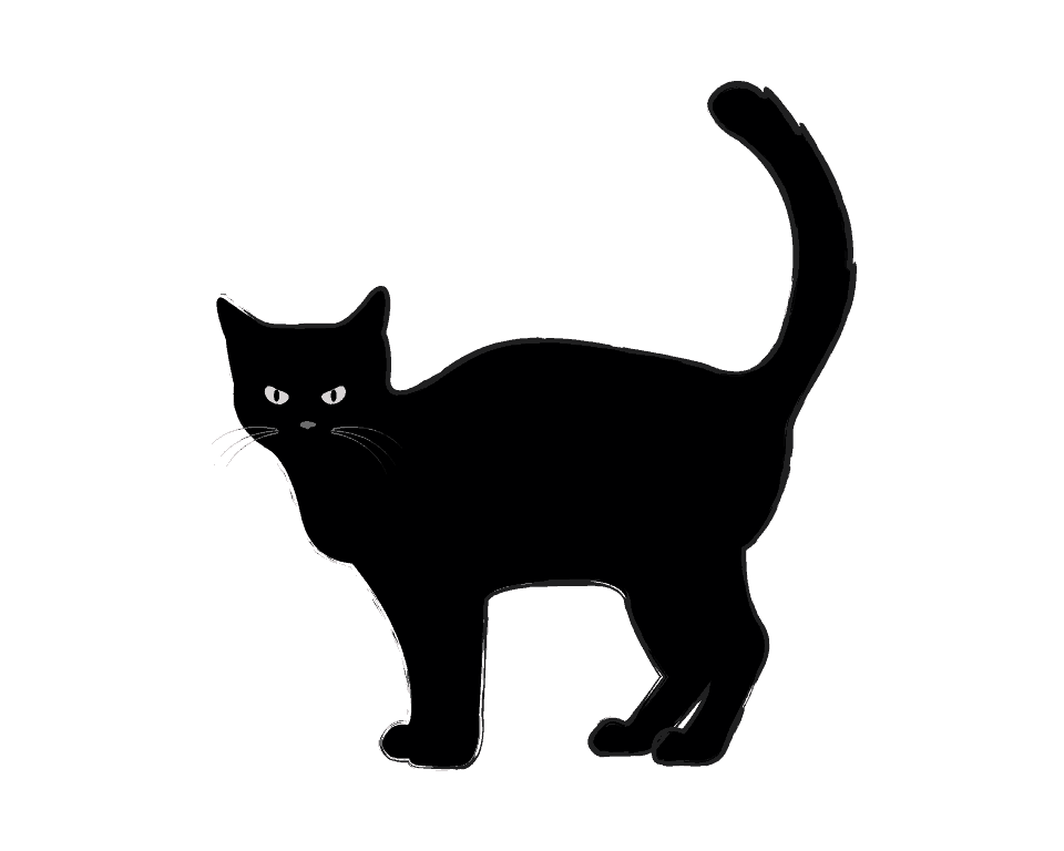 Black cat printable with pink eyes